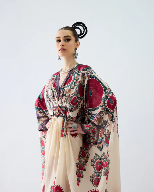Bukhara Maroon Imama Kaftan Dress