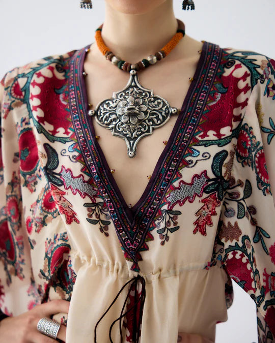 Bukhara Maroon Parma Kaftan Dress