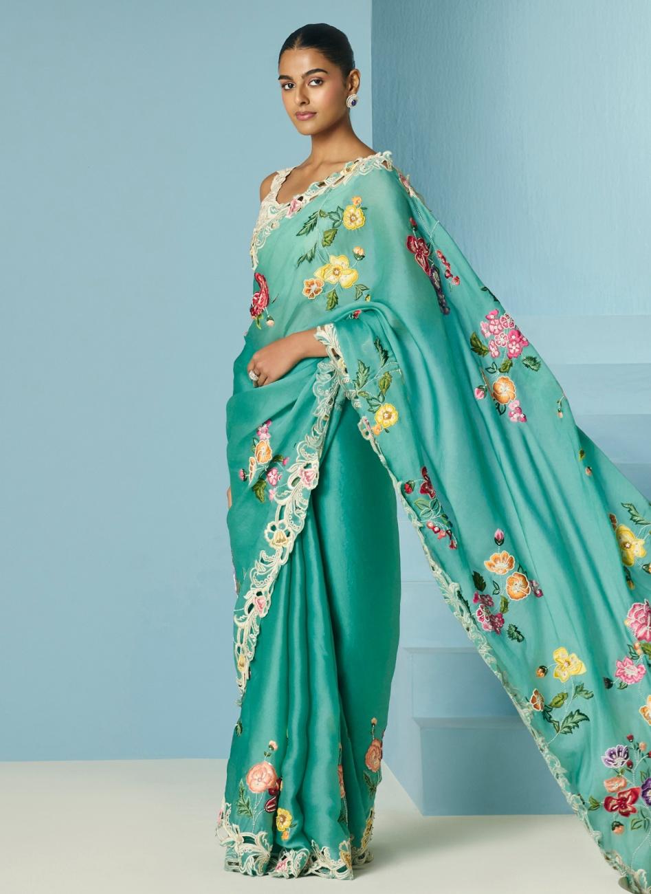 AQUA BLOOM SAREE