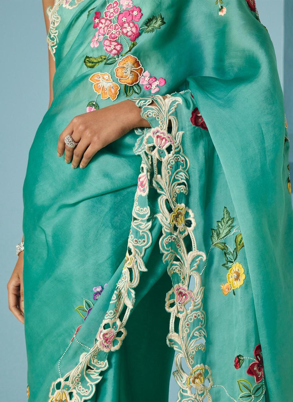 AQUA BLOOM SAREE