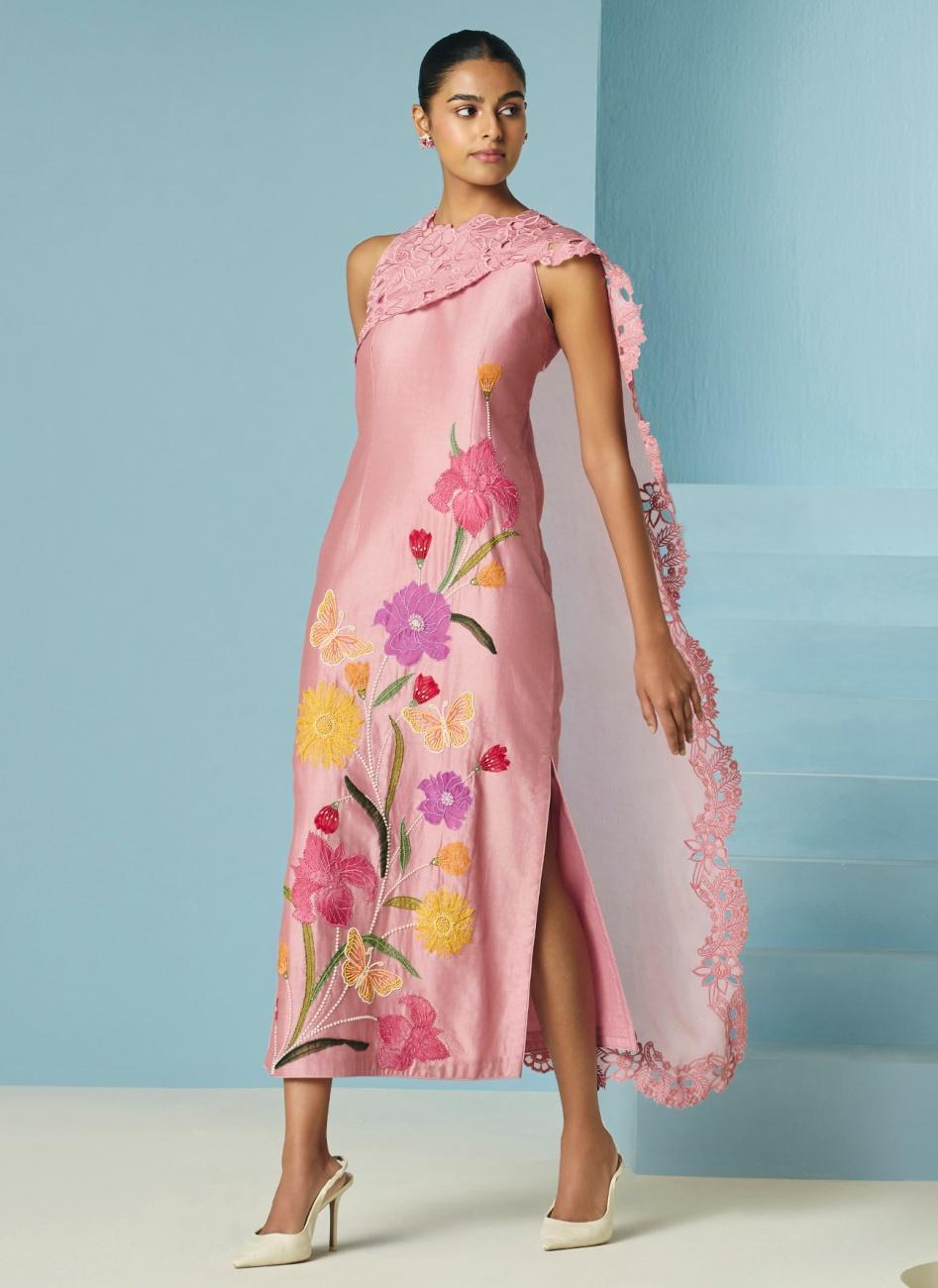 BLUSH DRAPE DETAIL DRESS