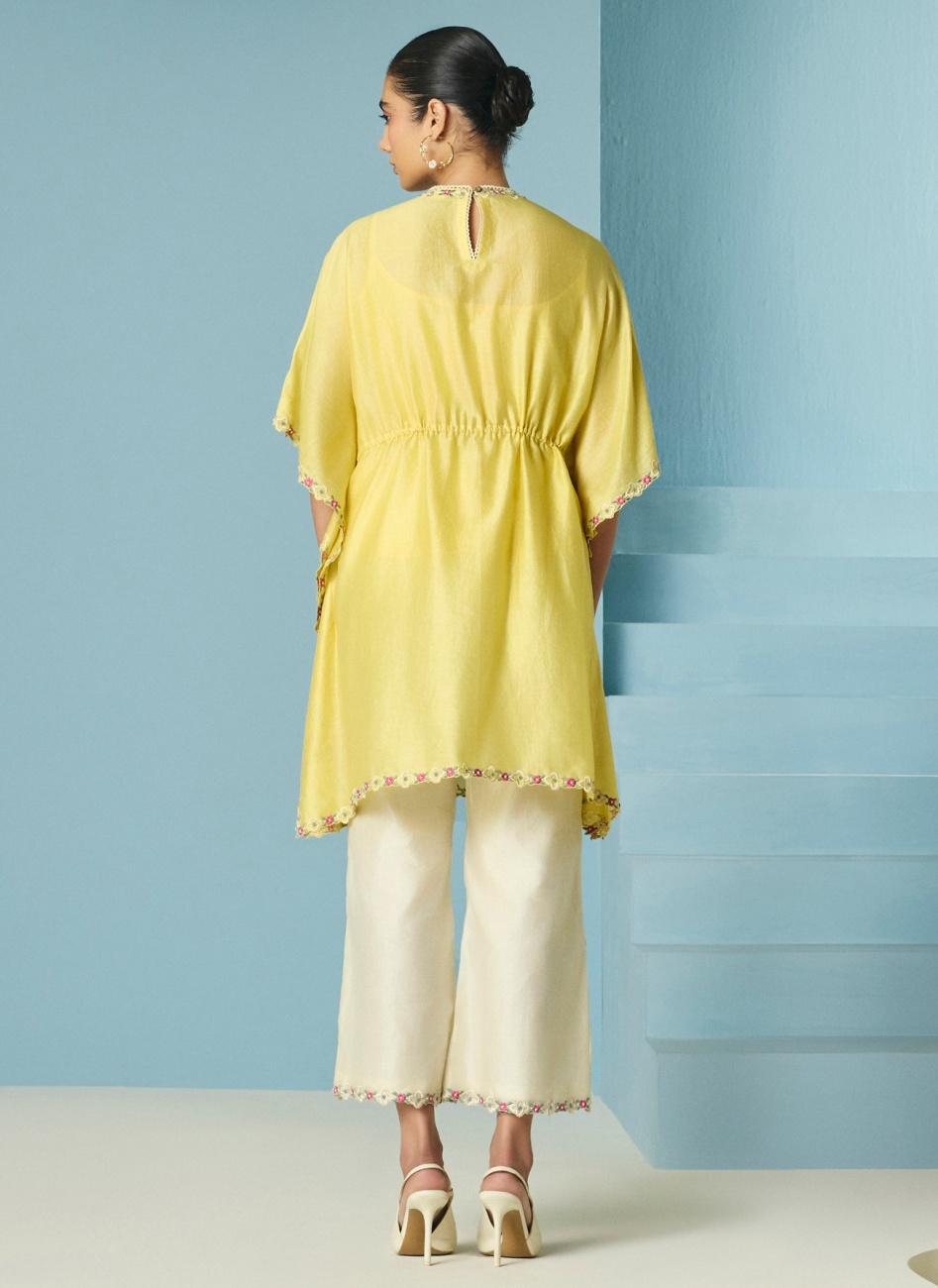 BUTTER YELLOW EMBROIDERED KAFTAN