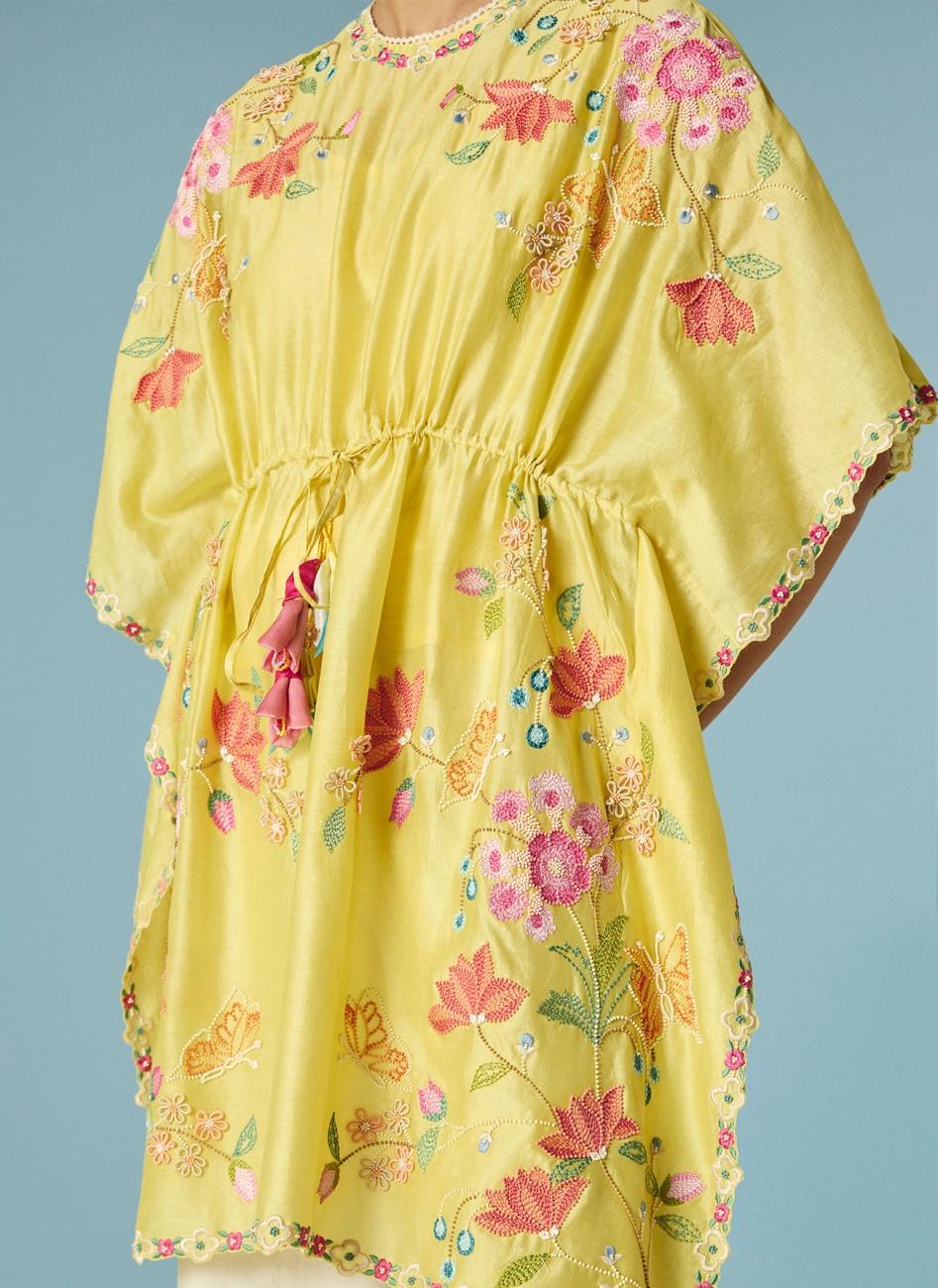 BUTTER YELLOW EMBROIDERED KAFTAN