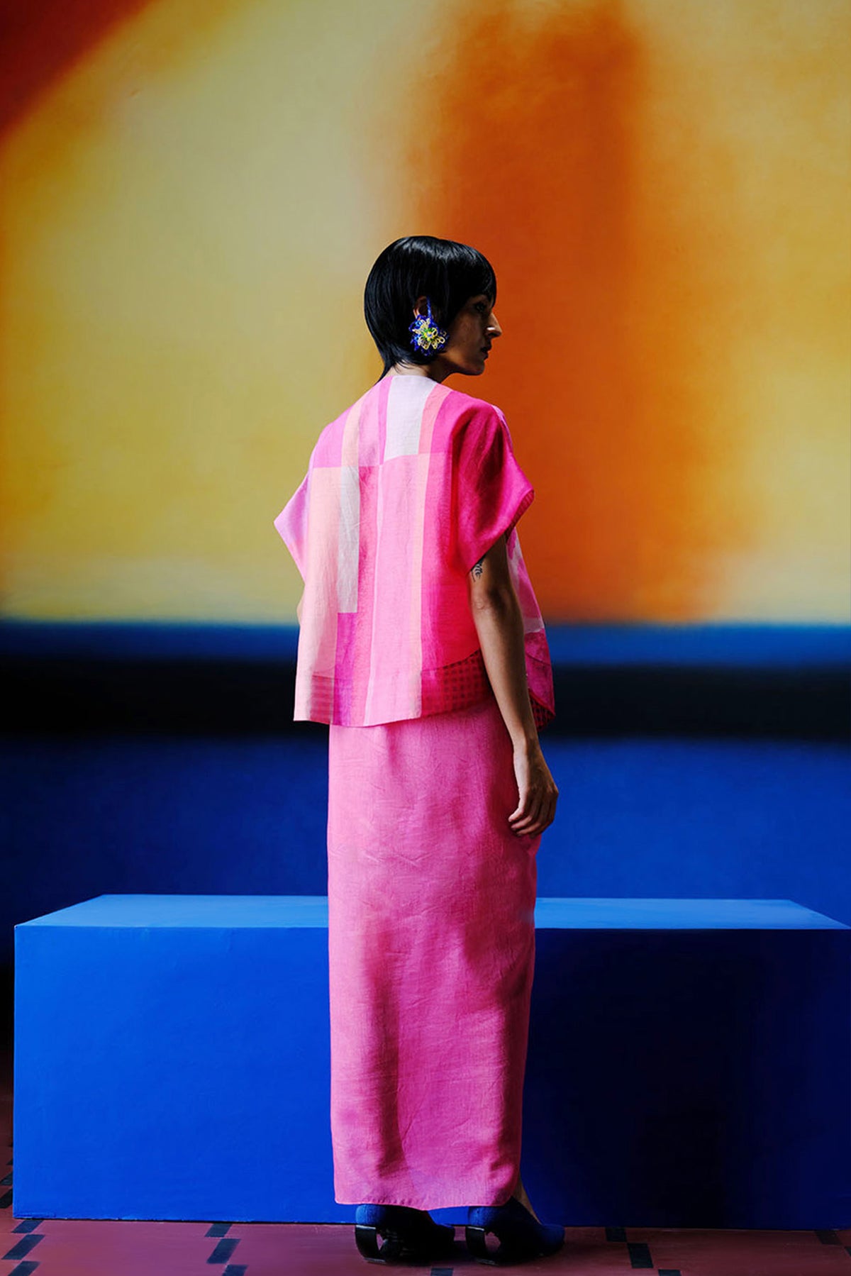 Candy Floss blush pink dhoti-skirt set