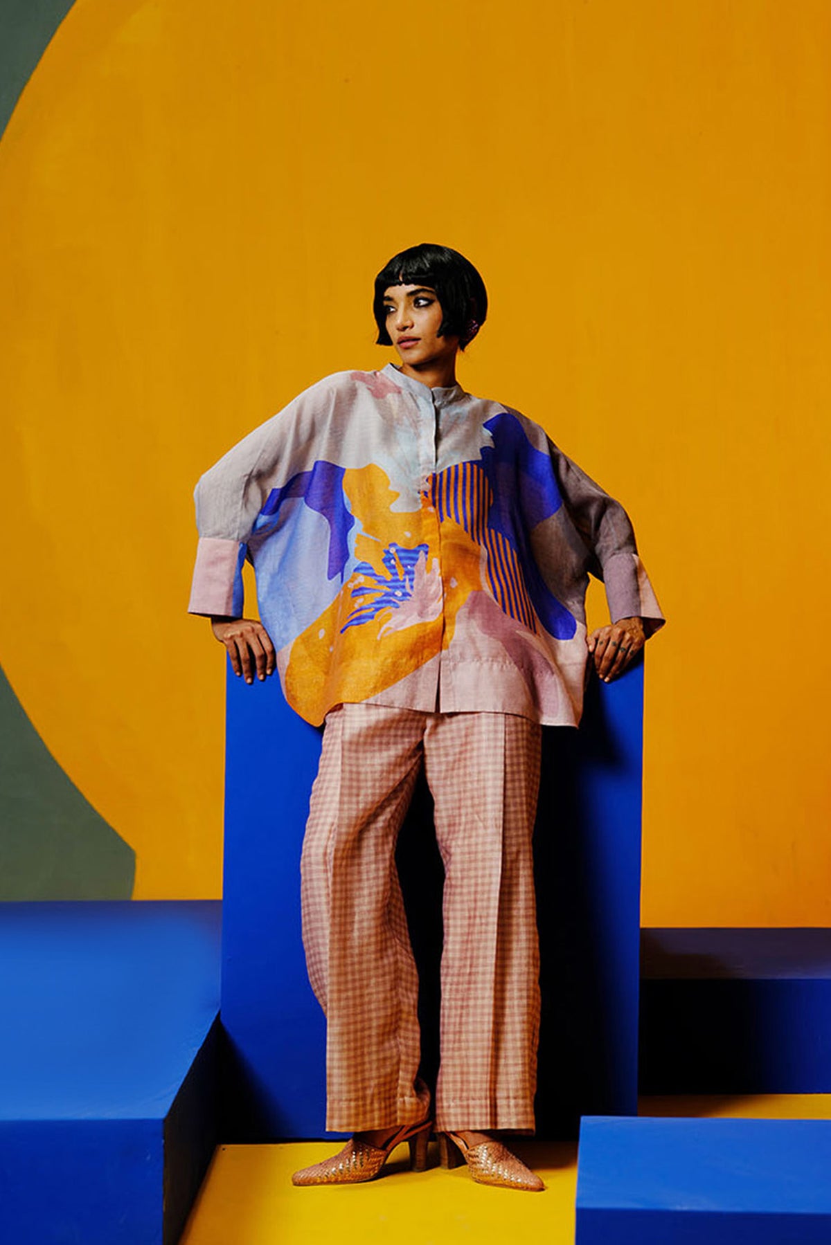 Bough cobalt blue & apricot orange  co-ord set