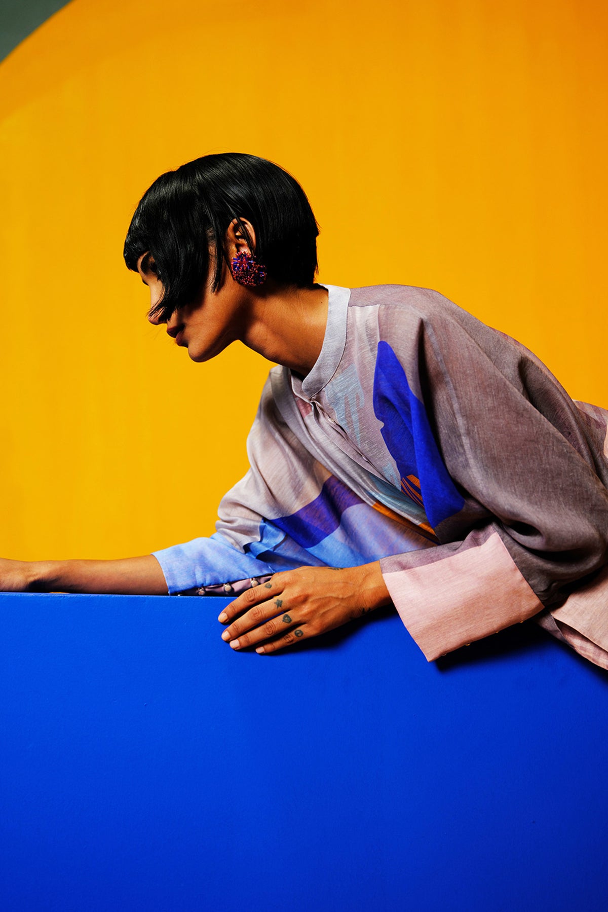 Bough cobalt blue & apricot orange  co-ord set