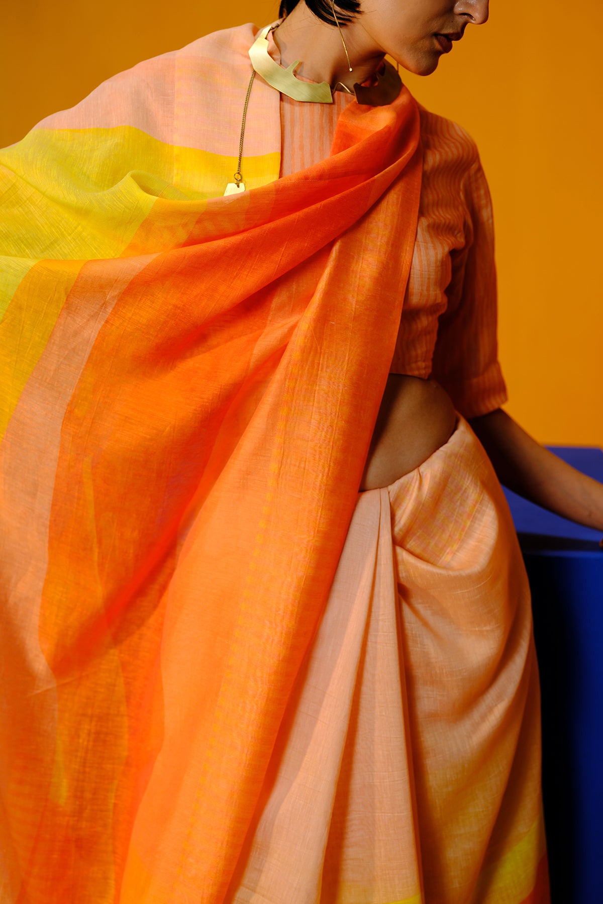 Diffuse Orange-red Saree set