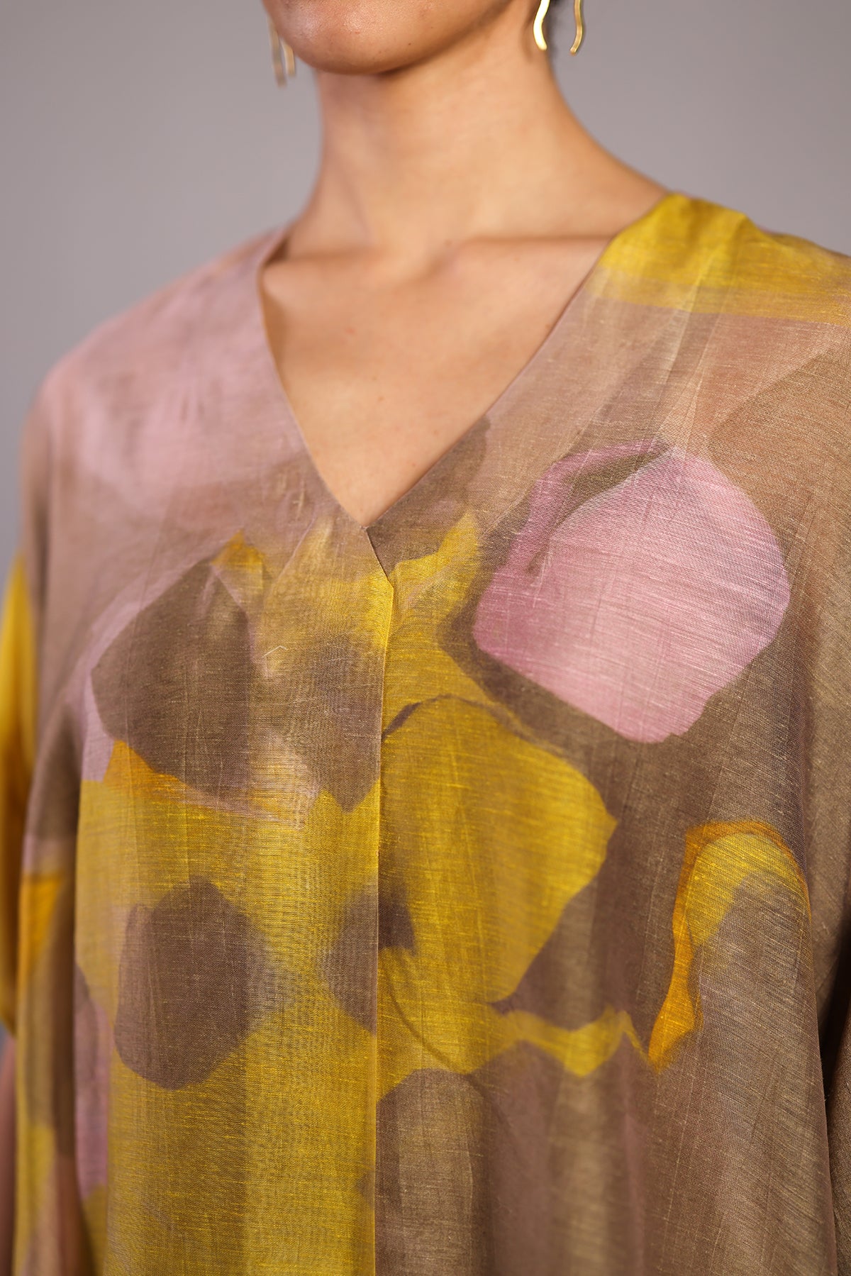 Candy Floss smoky beige & bright yellow kurta set