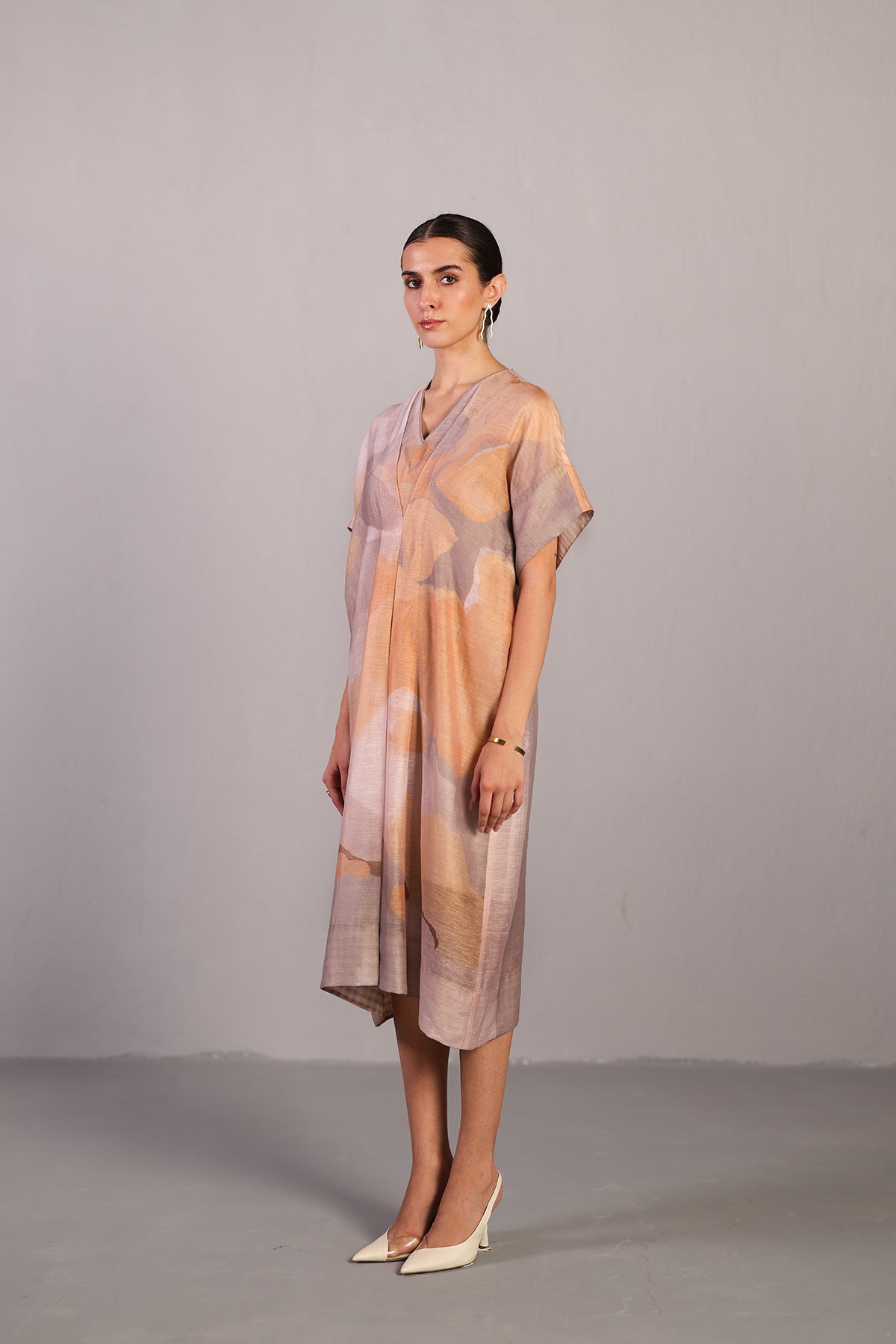 Candy Floss soft grey & orange dress