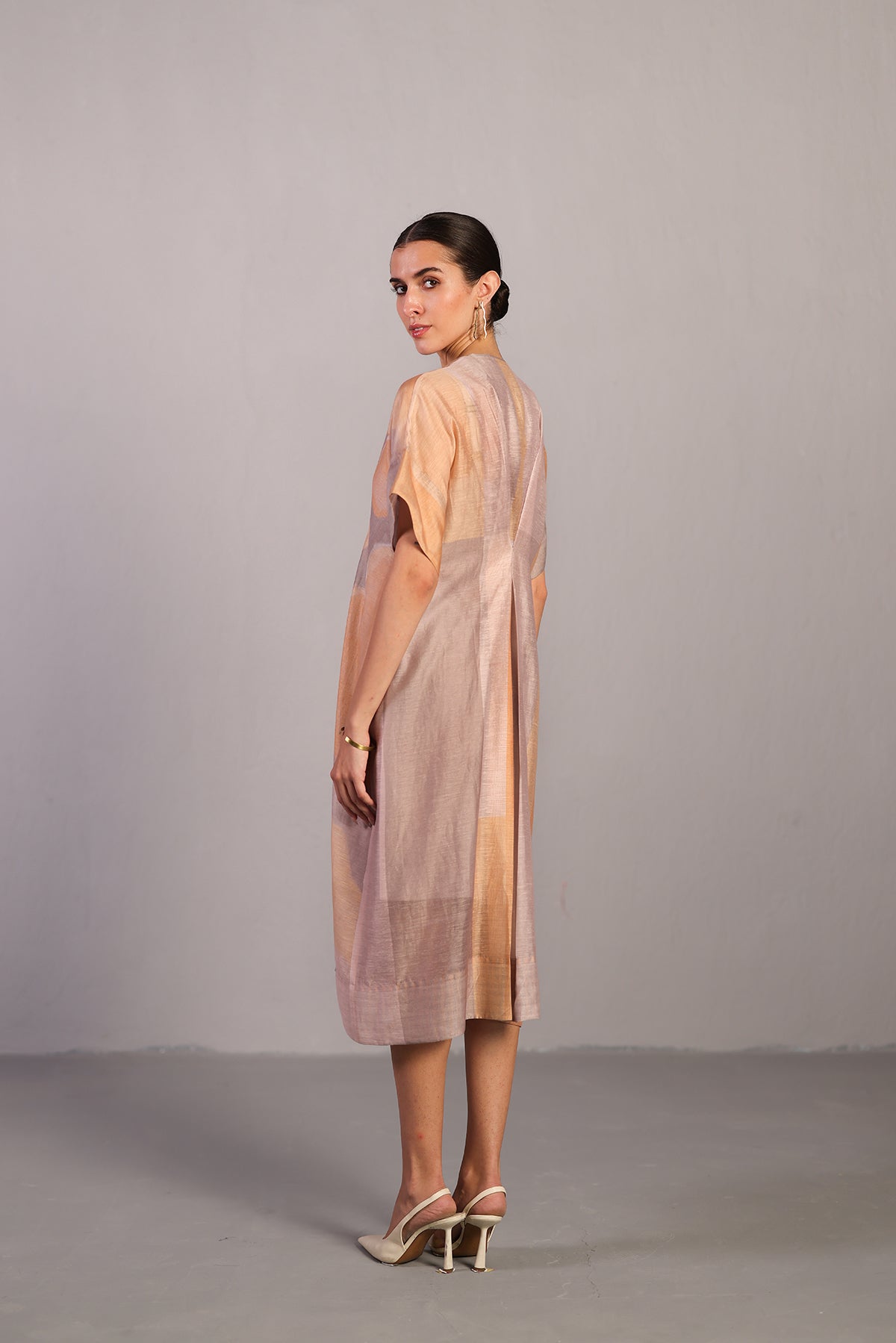 Candy Floss soft grey & orange dress