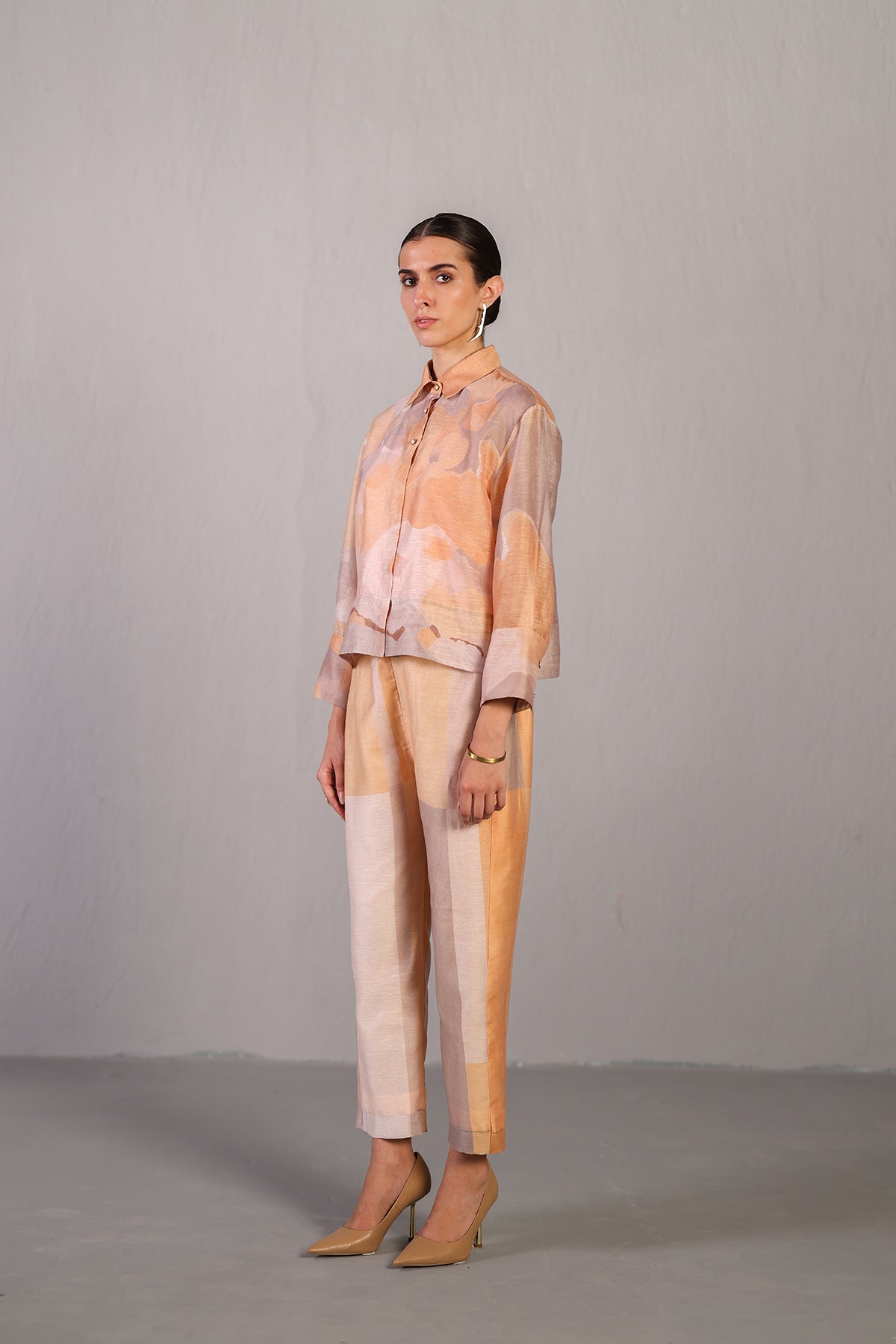 Candy floss soft grey & orange co-ord set