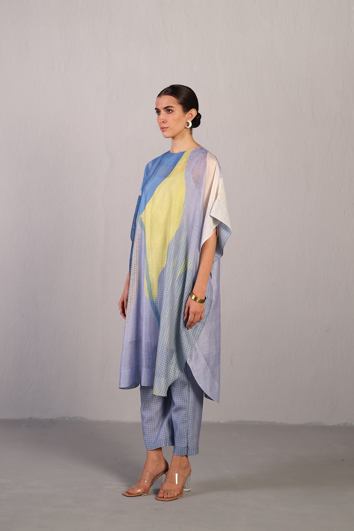 Sepal blueberry & coral yellow kaftan set