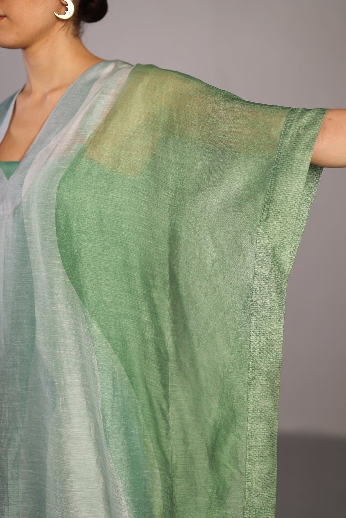 Ripple black & cool green kaftan set