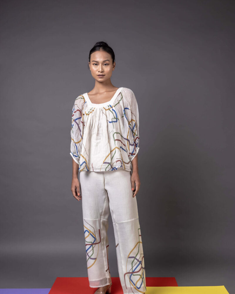 Chanderi Trk White Pyjama