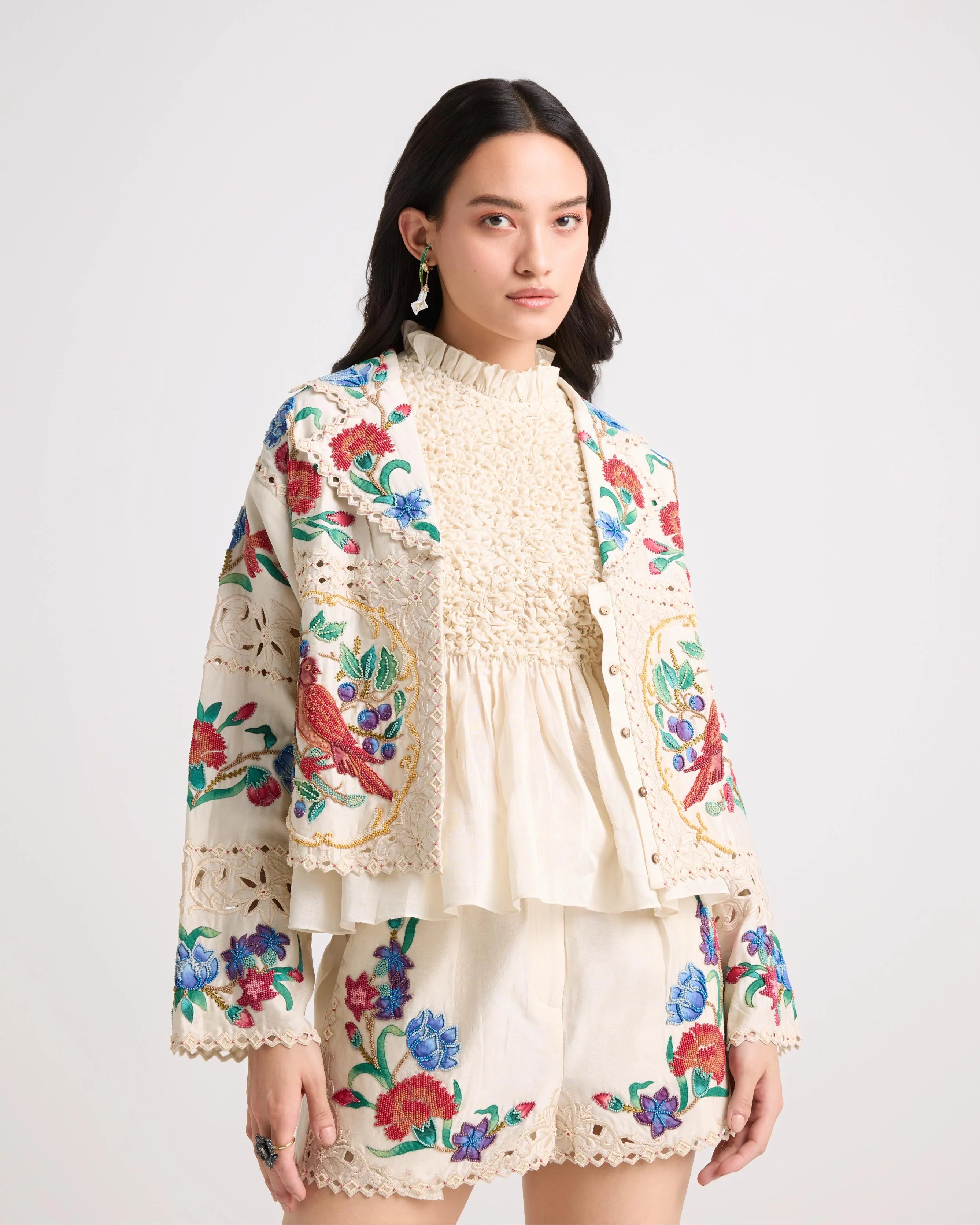 Ivory Smocked Textured Top