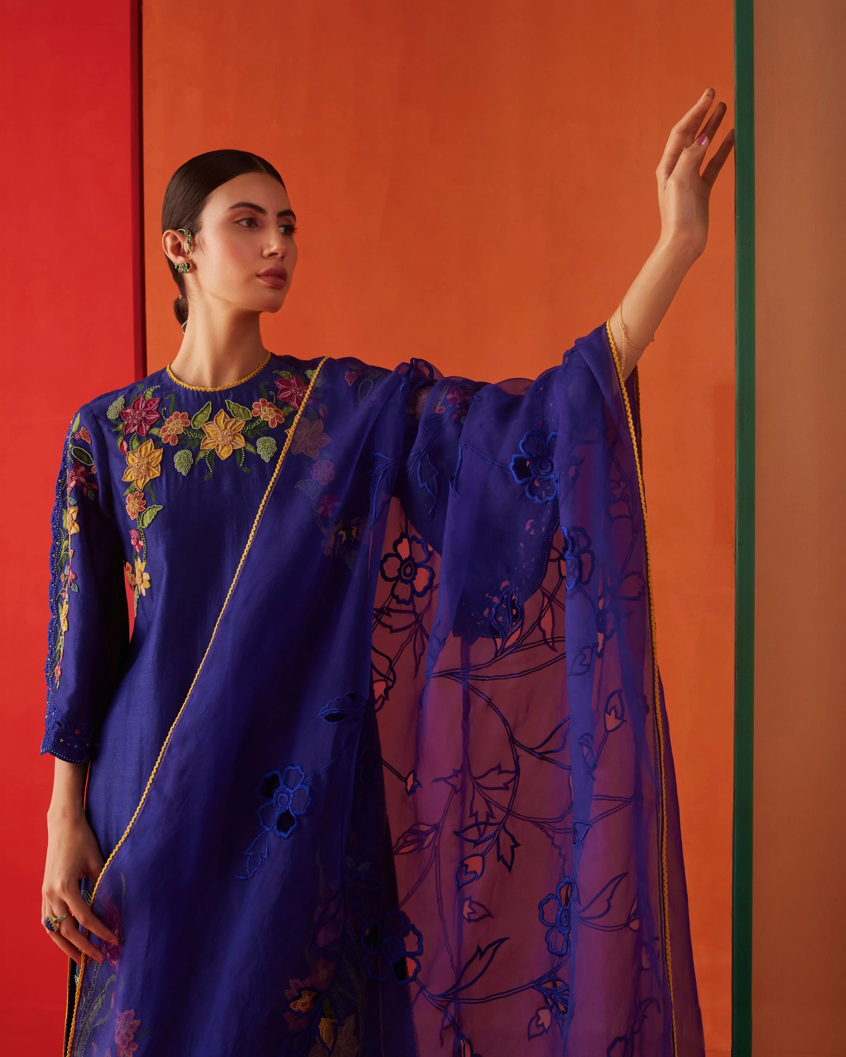 COBALT BLUE ORGANZA DUPATTA