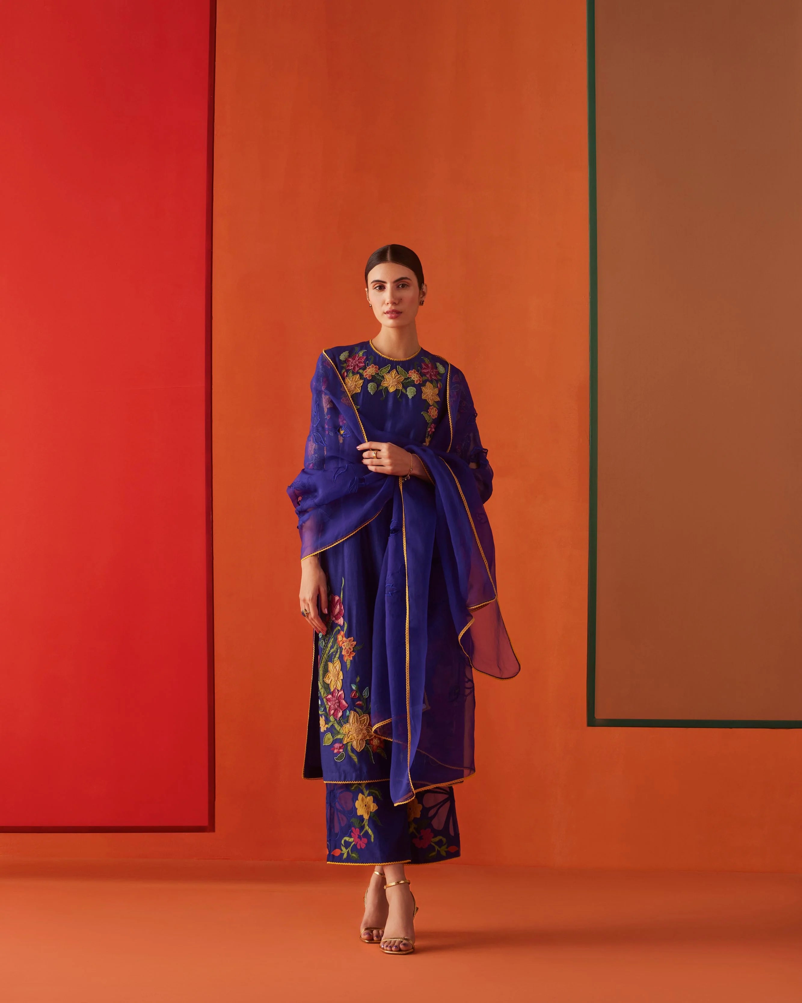 COBALT BLUE ORGANZA DUPATTA