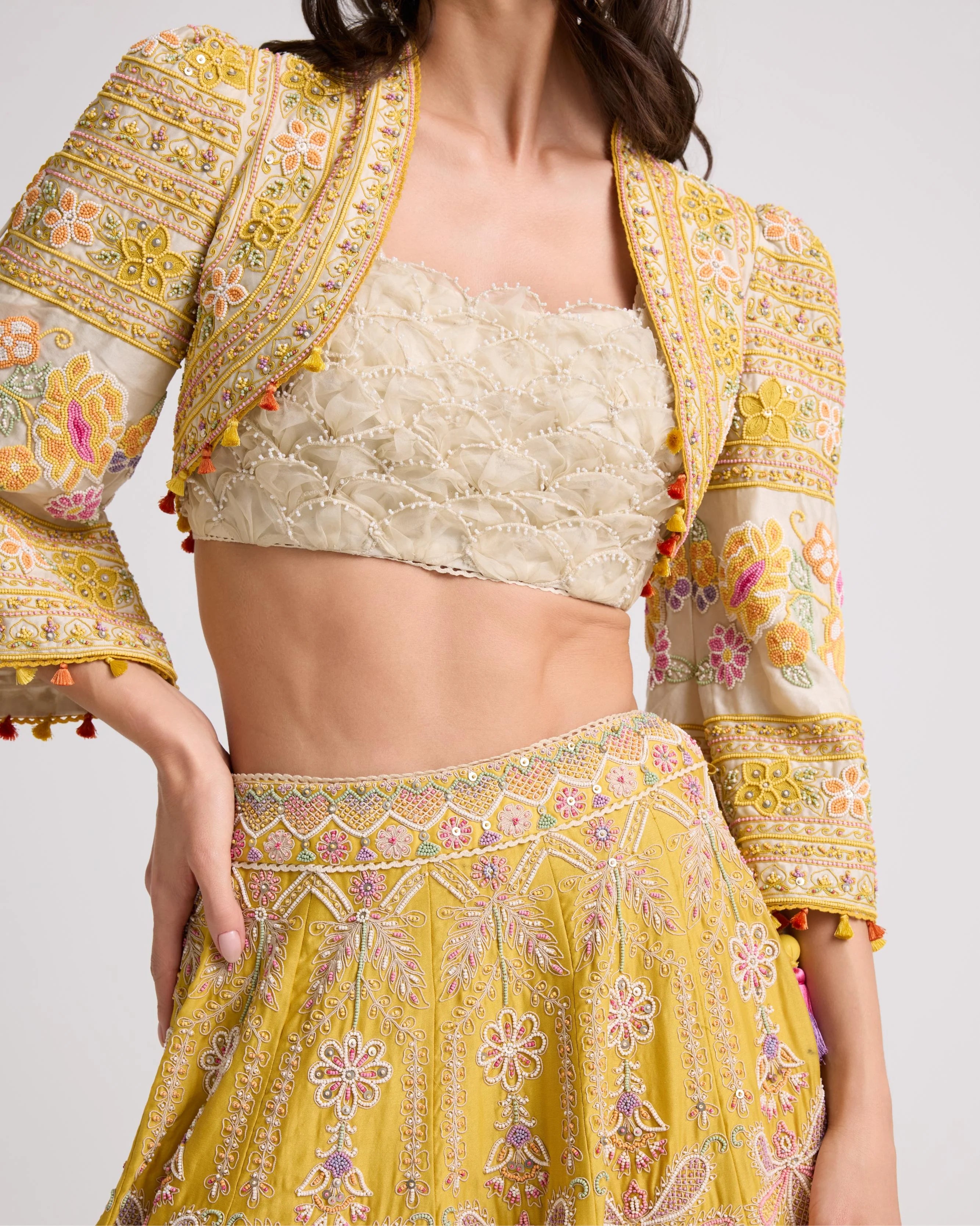 Ivory Scallop Textured Bustier