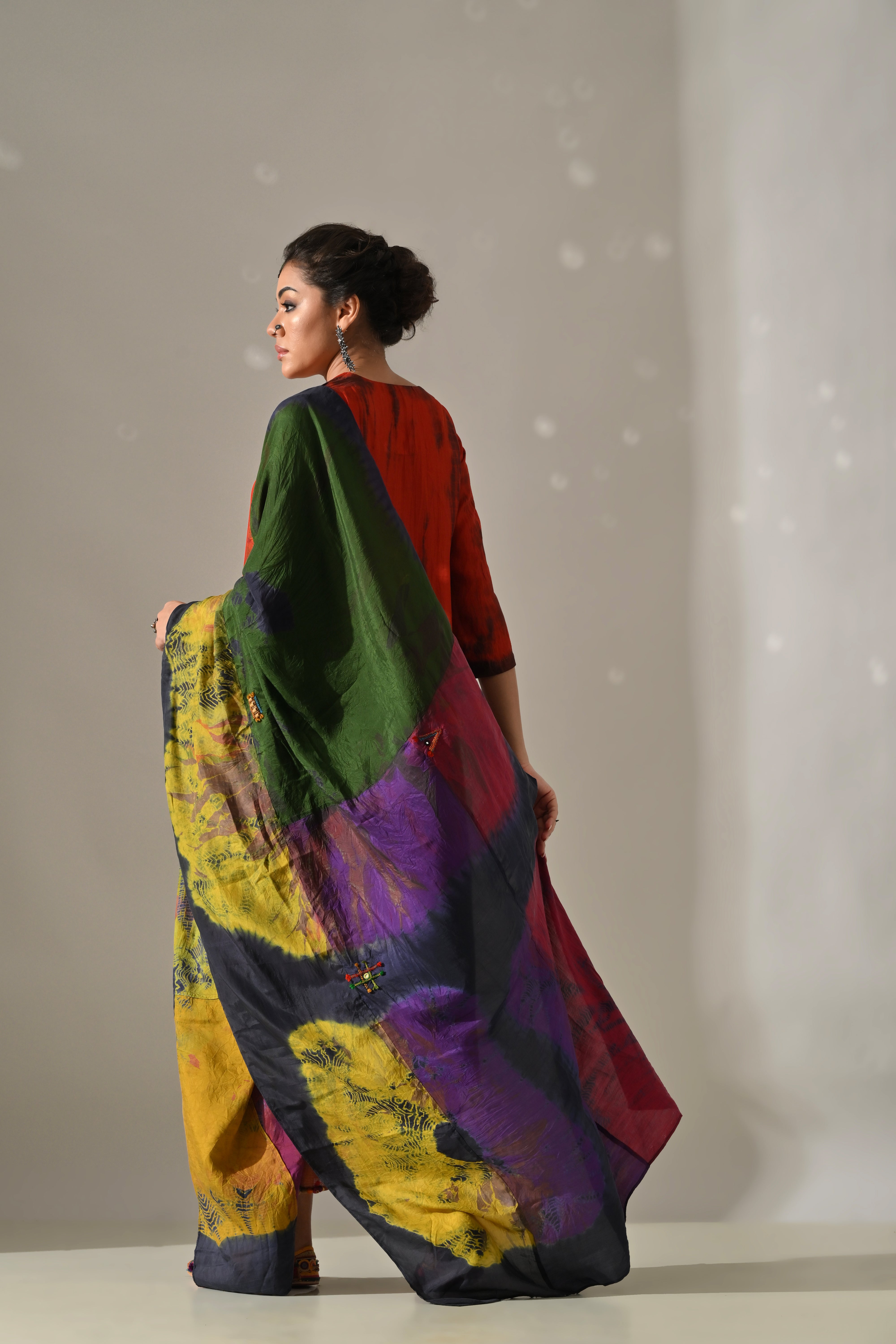 Orange Multi Panel Placement Kurta Set