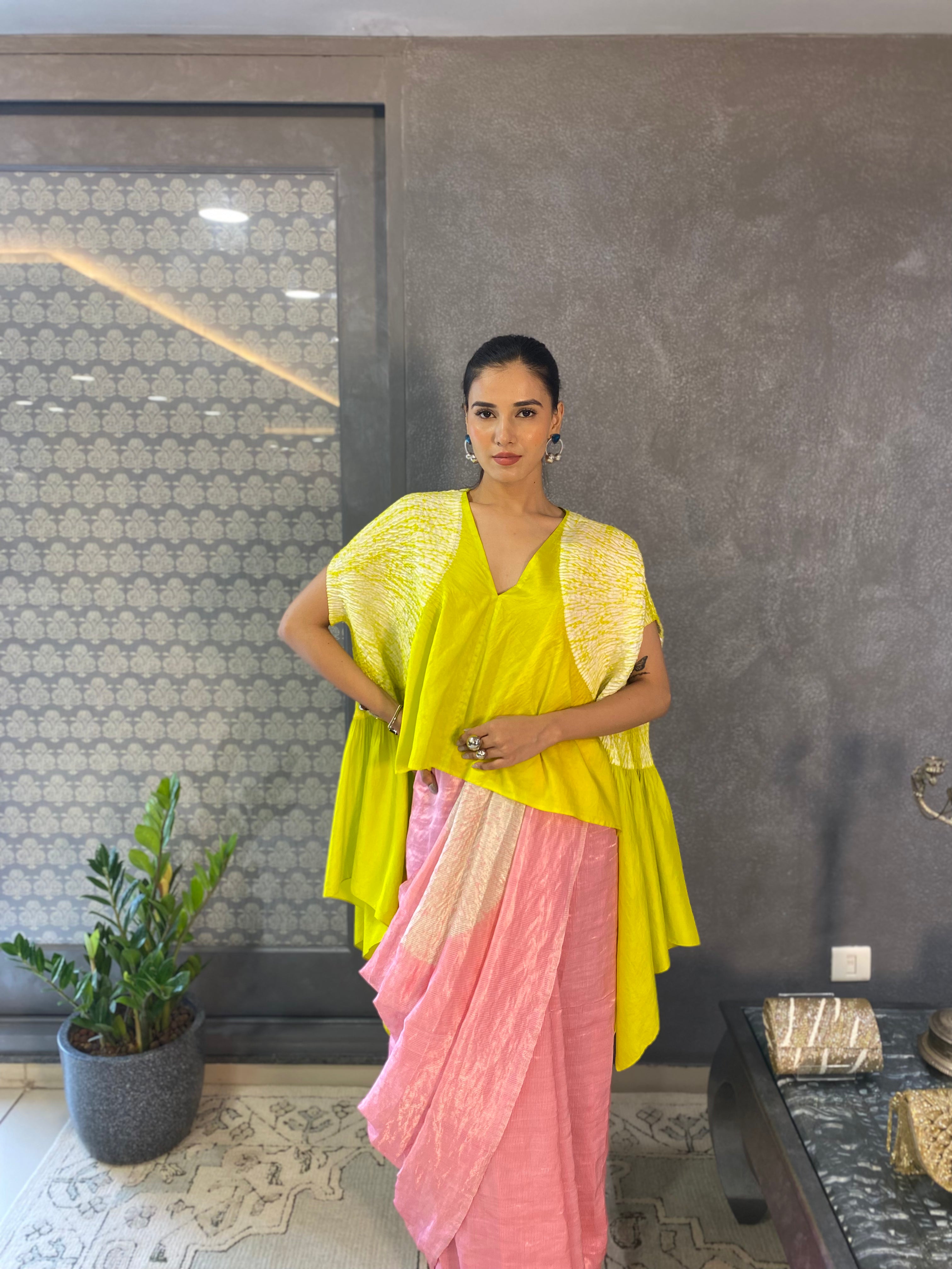 Handsfree Saree - Metallic Pink