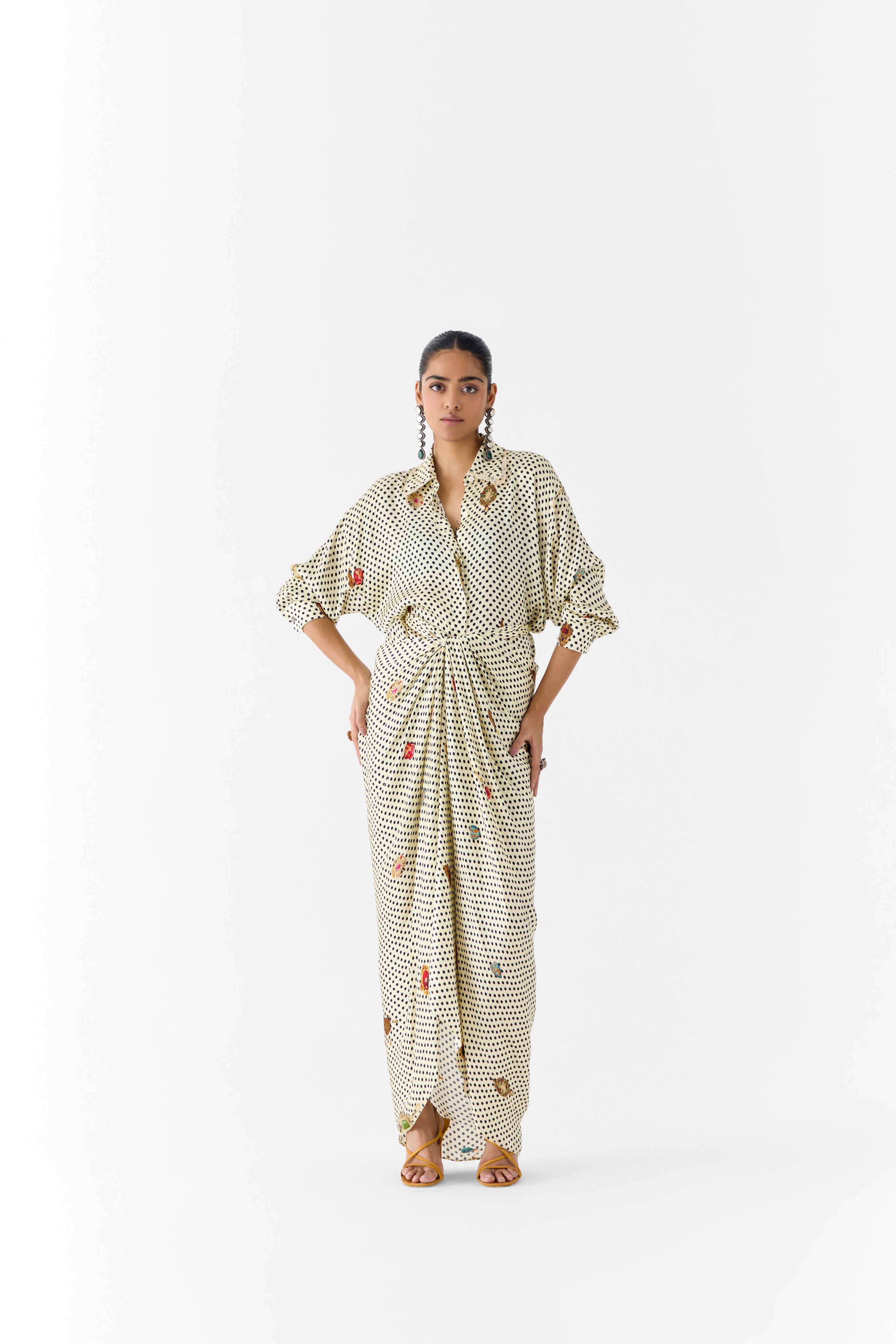 PEARL POLKA DOT SHIRT DRESS