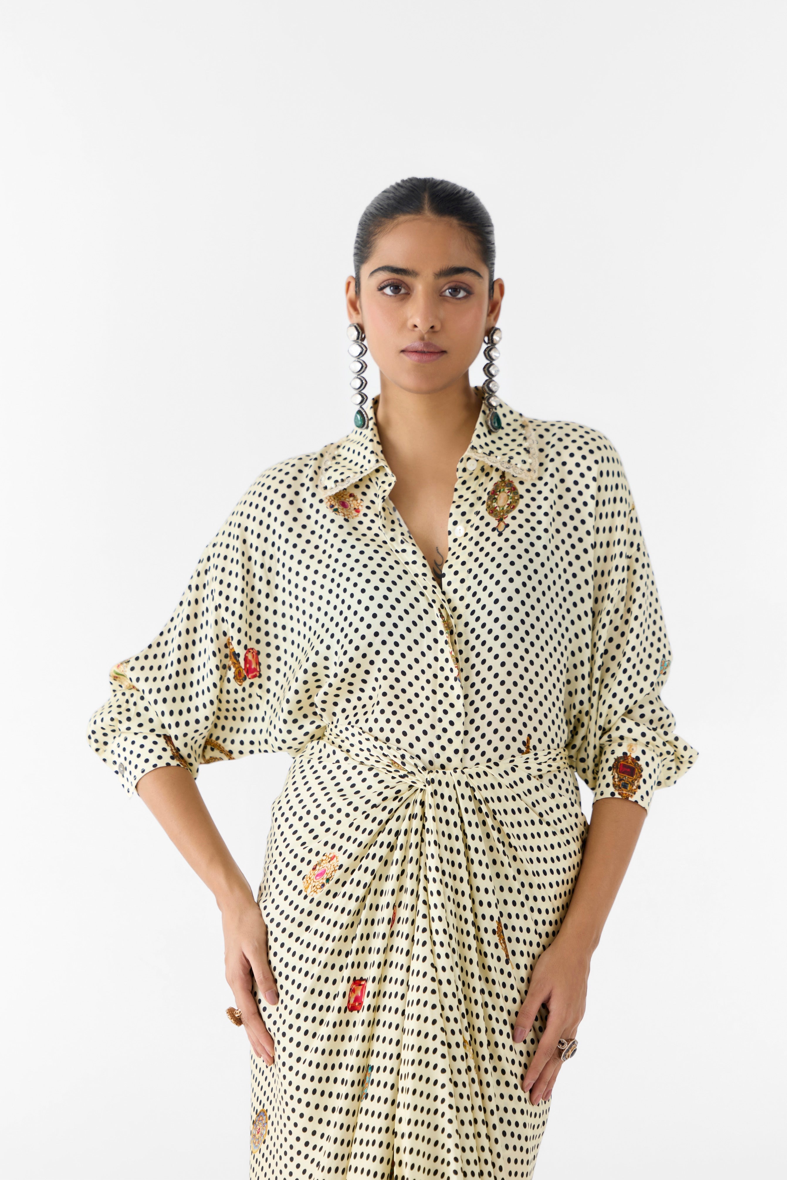 PEARL POLKA DOT SHIRT DRESS