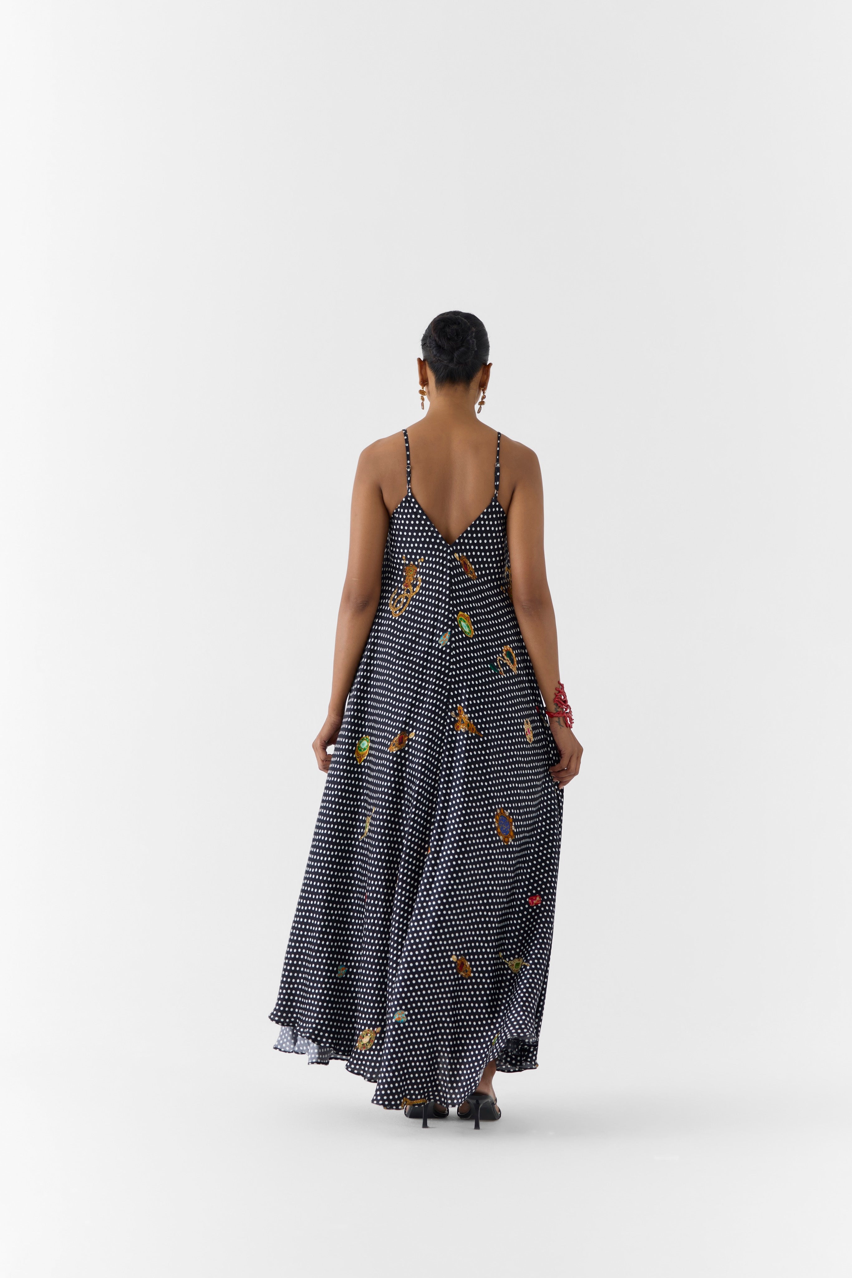 ONYX POLKA DOT STRAPPY DRESS