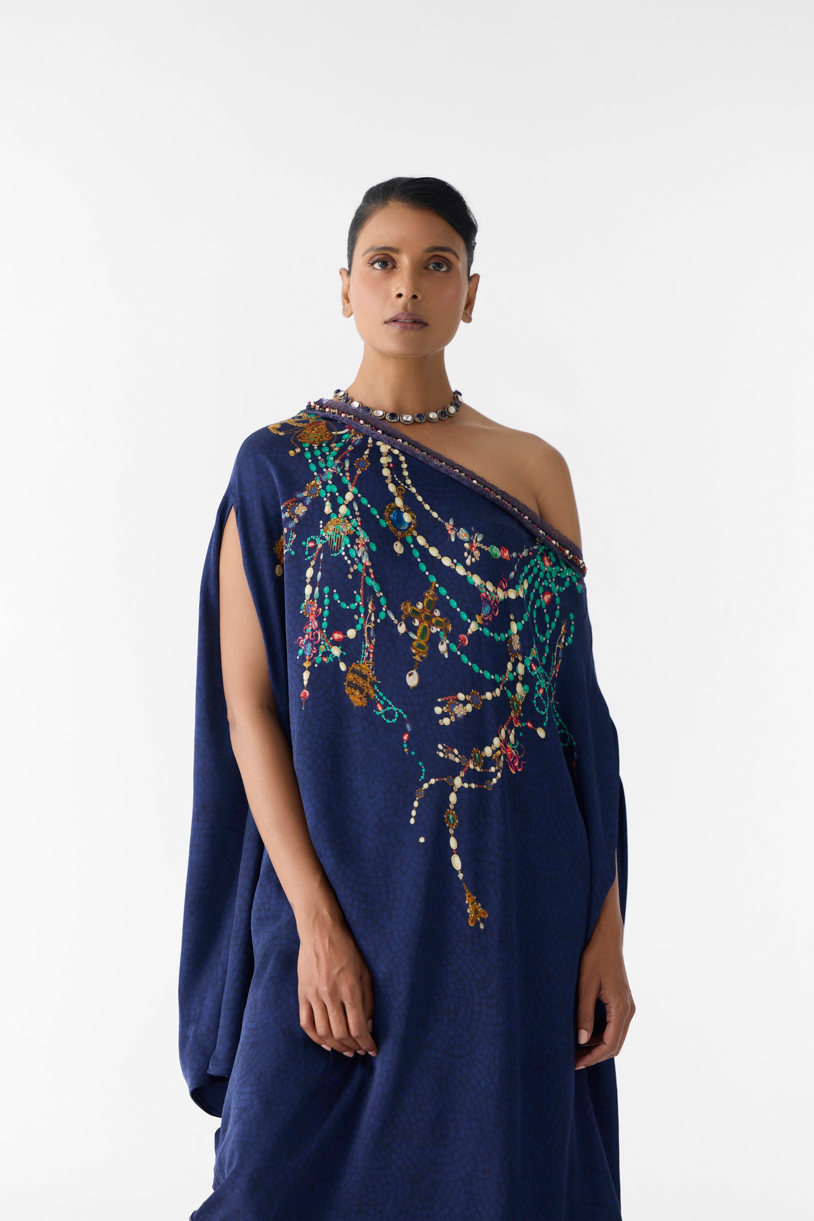 NAVY MAHARANI DRAPED DRESS & KNOT SKIRT