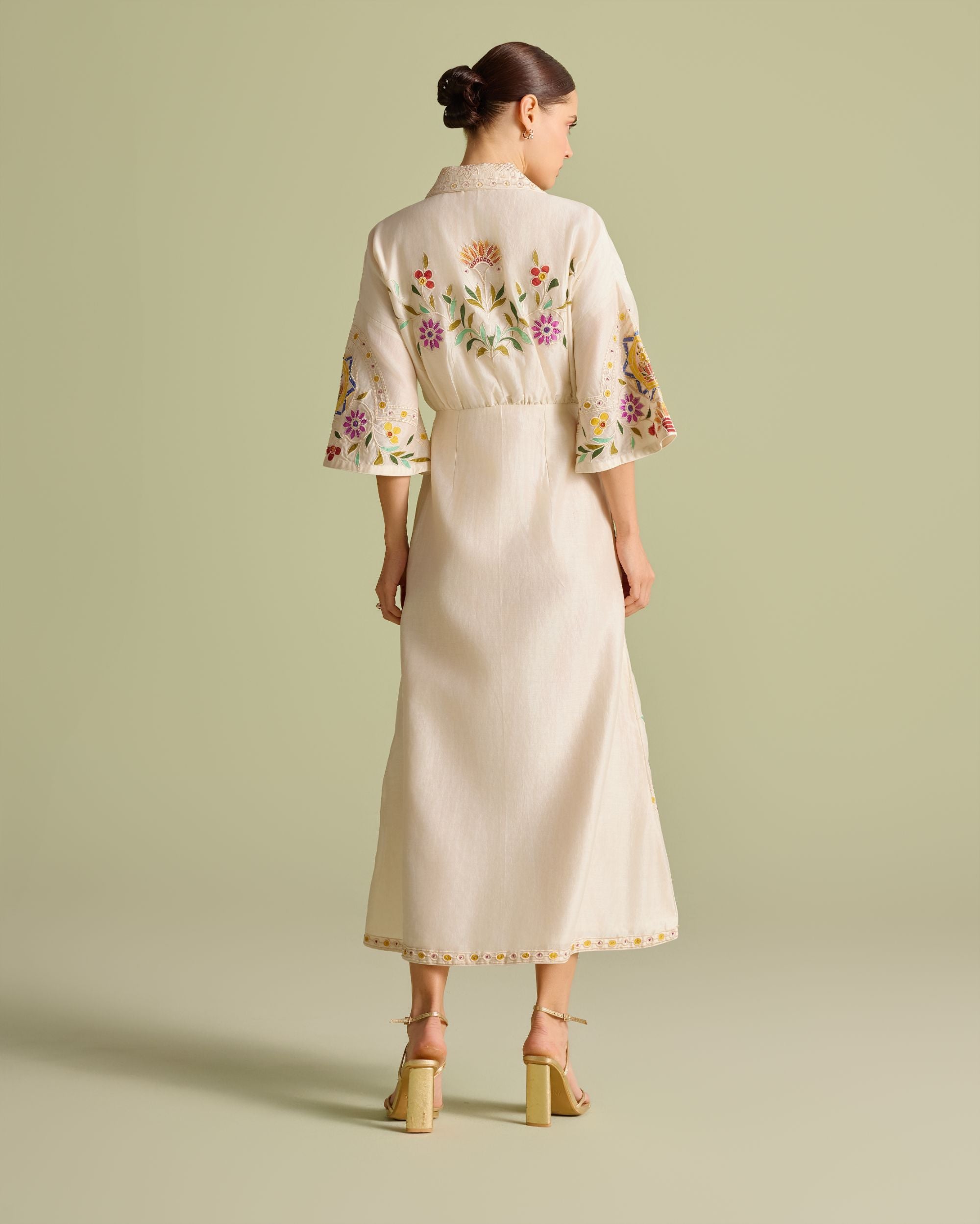 Ivory Applique Shirt Dress