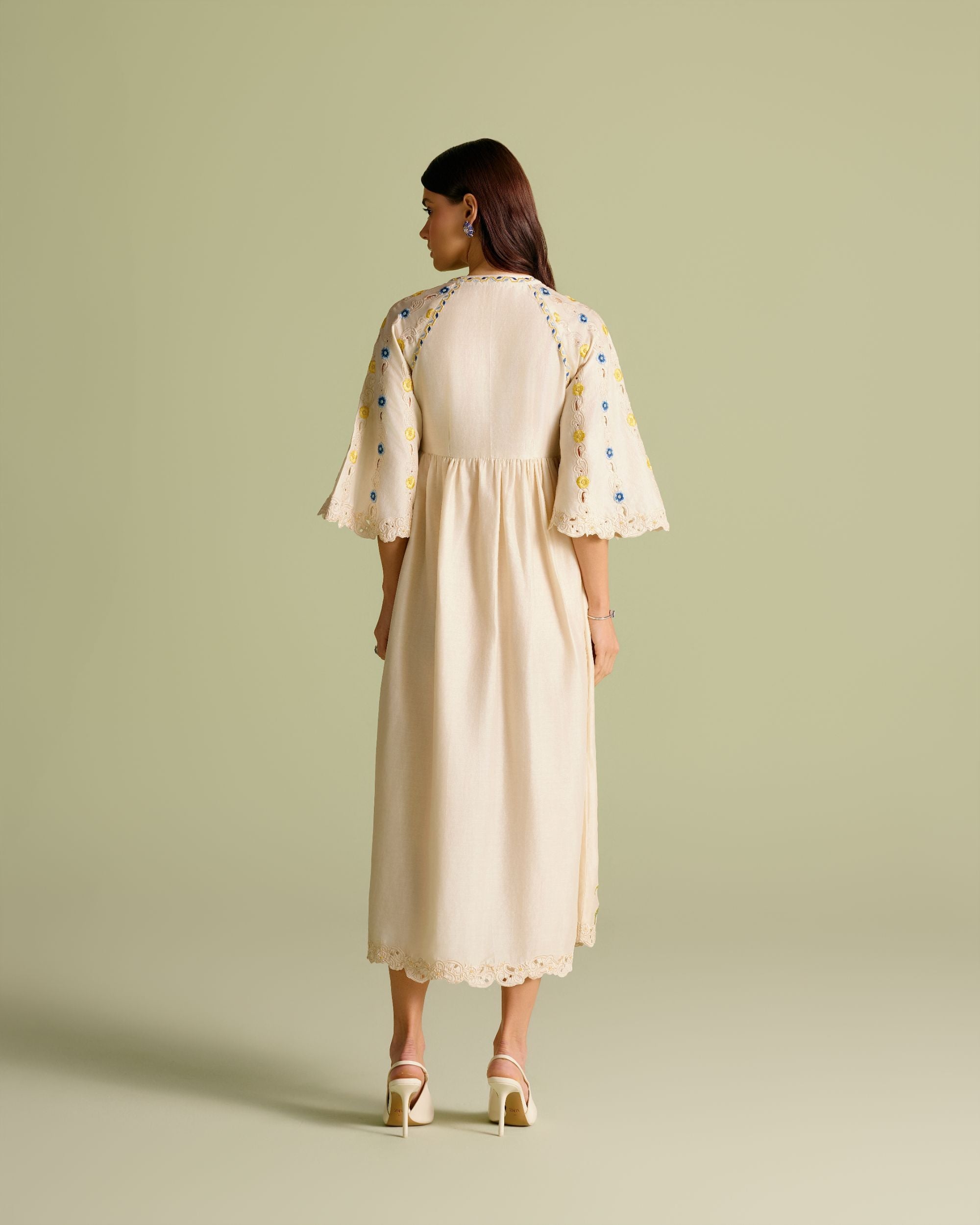 Ivory Iris Mosaic Midi Dress