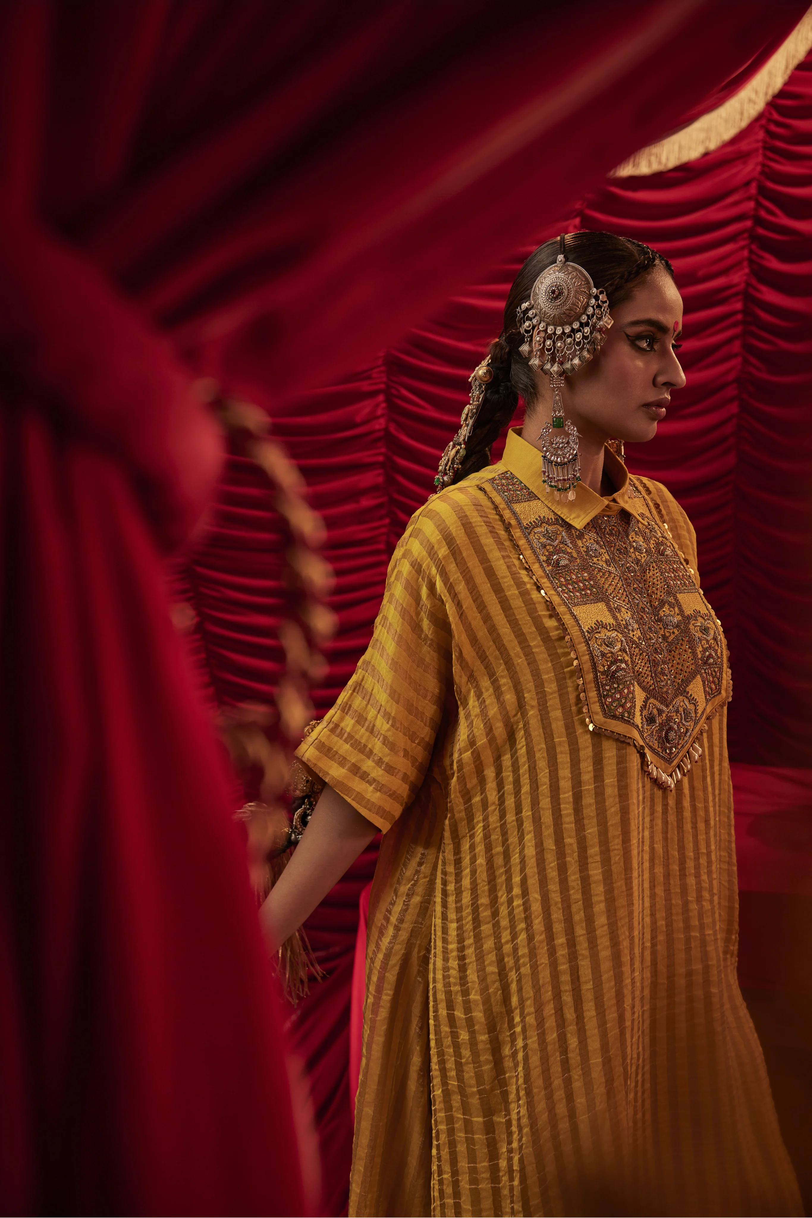 Elegant Yellow Silk Embroidered Kurta Pant Set for Women Festive Wear