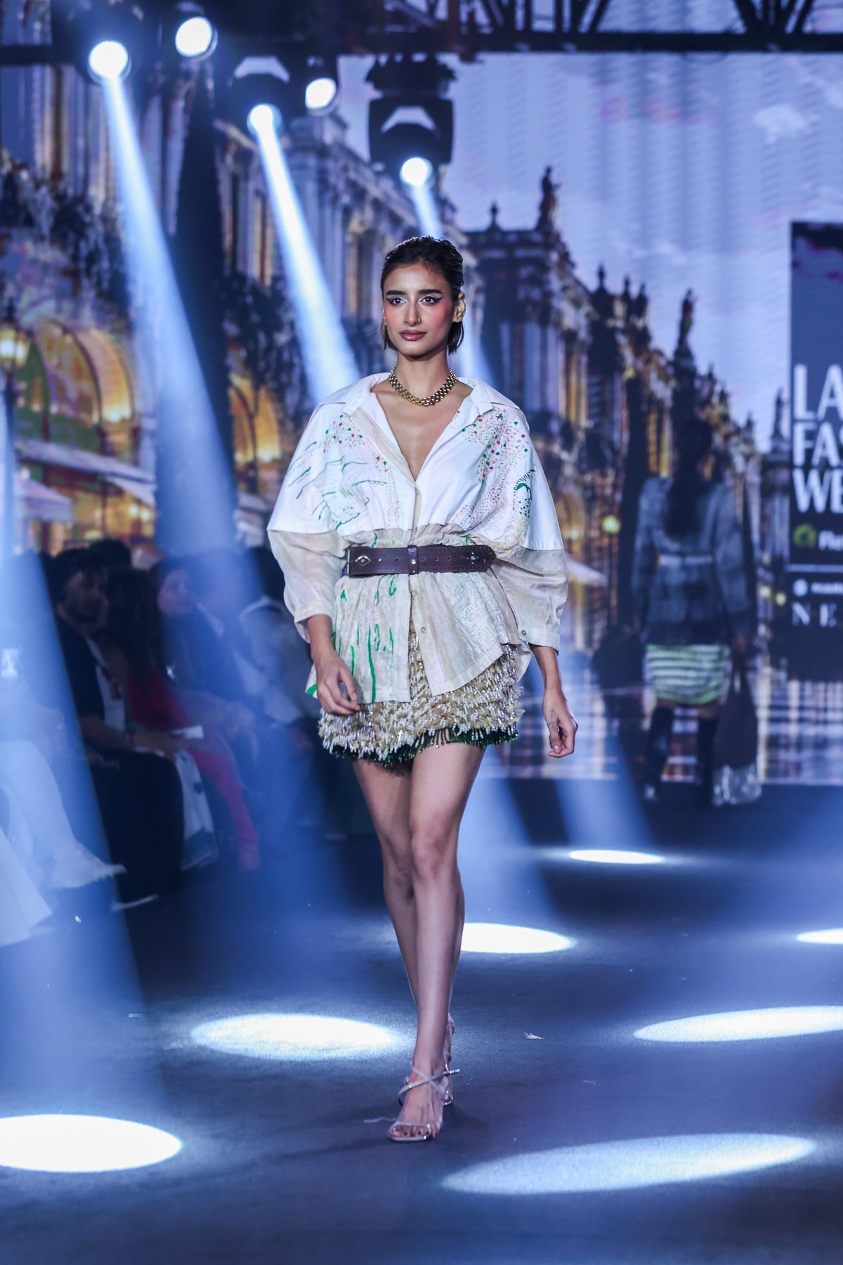 Kantha handwork Shirt with hand embellished skirt