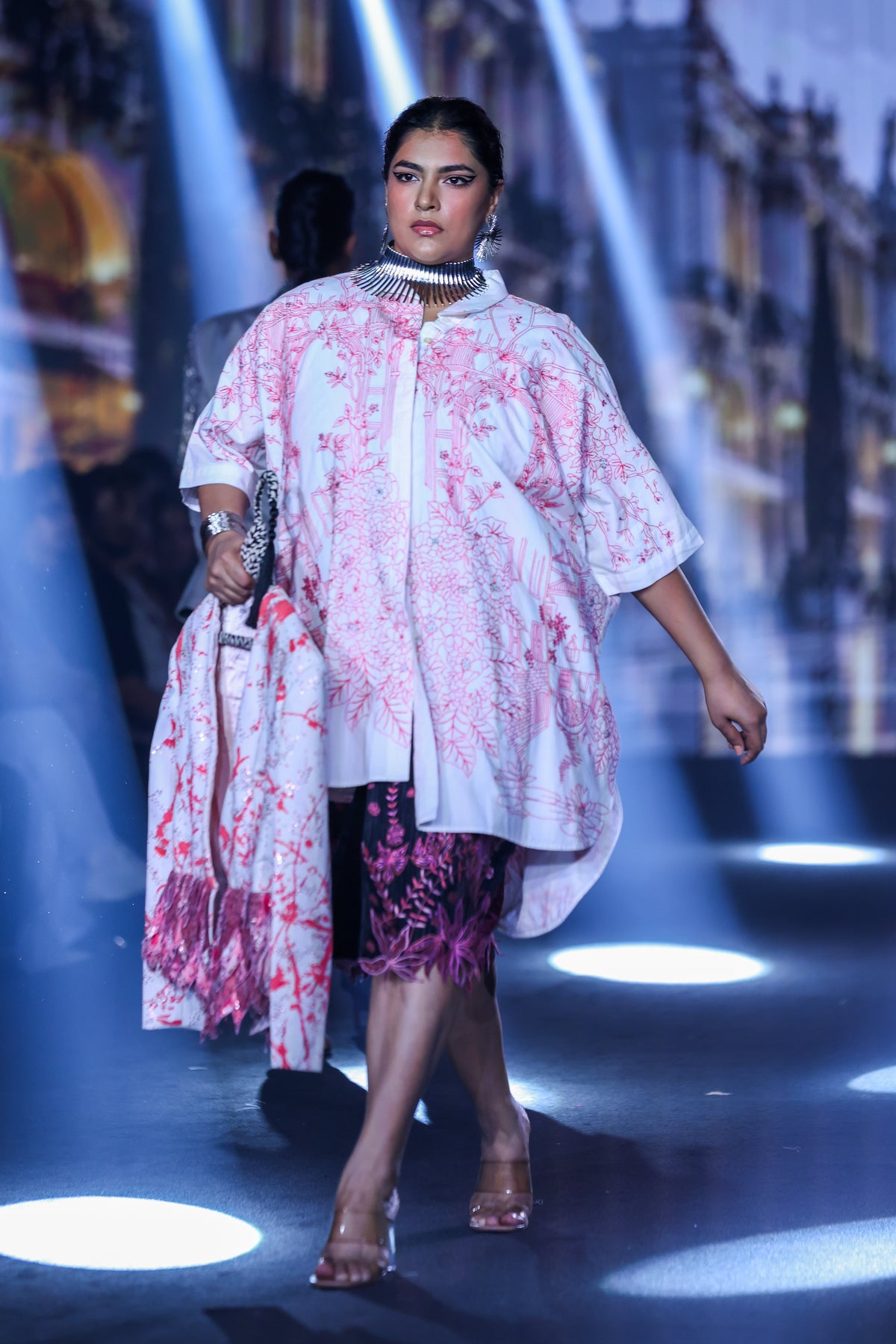 embroidered crepe dress