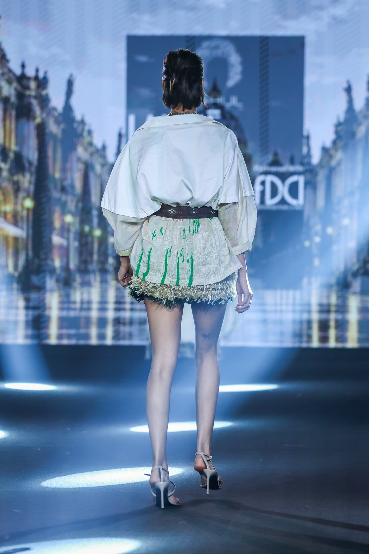 Kantha handwork Shirt with hand embellished skirt