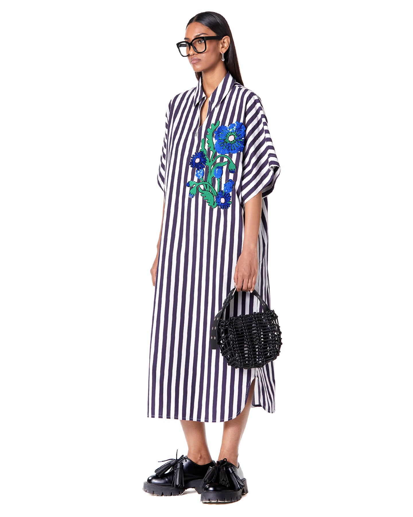 HALF POLO BATWING DRESS