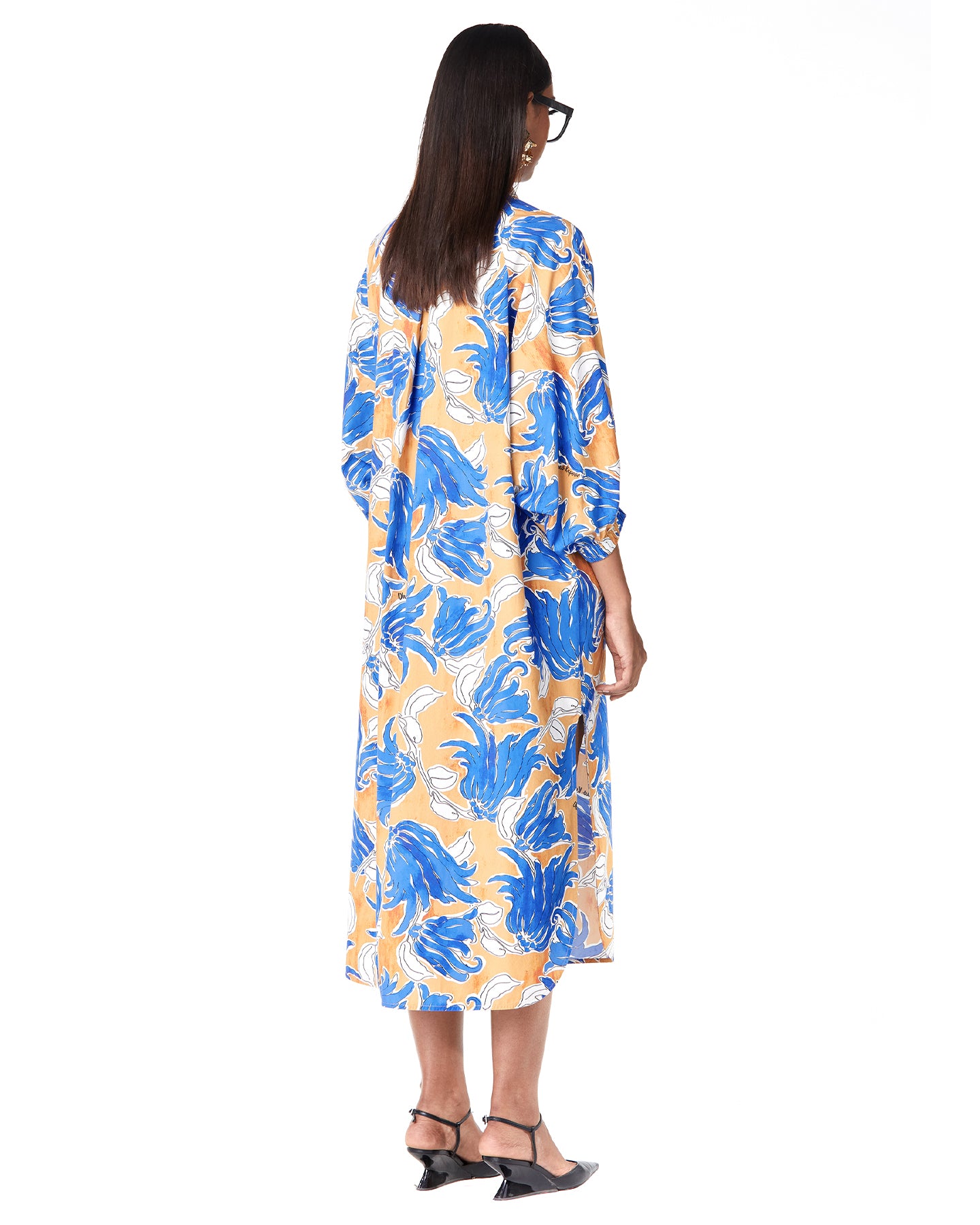 HOOKED FLORA BATWING SHIRT-DRESS