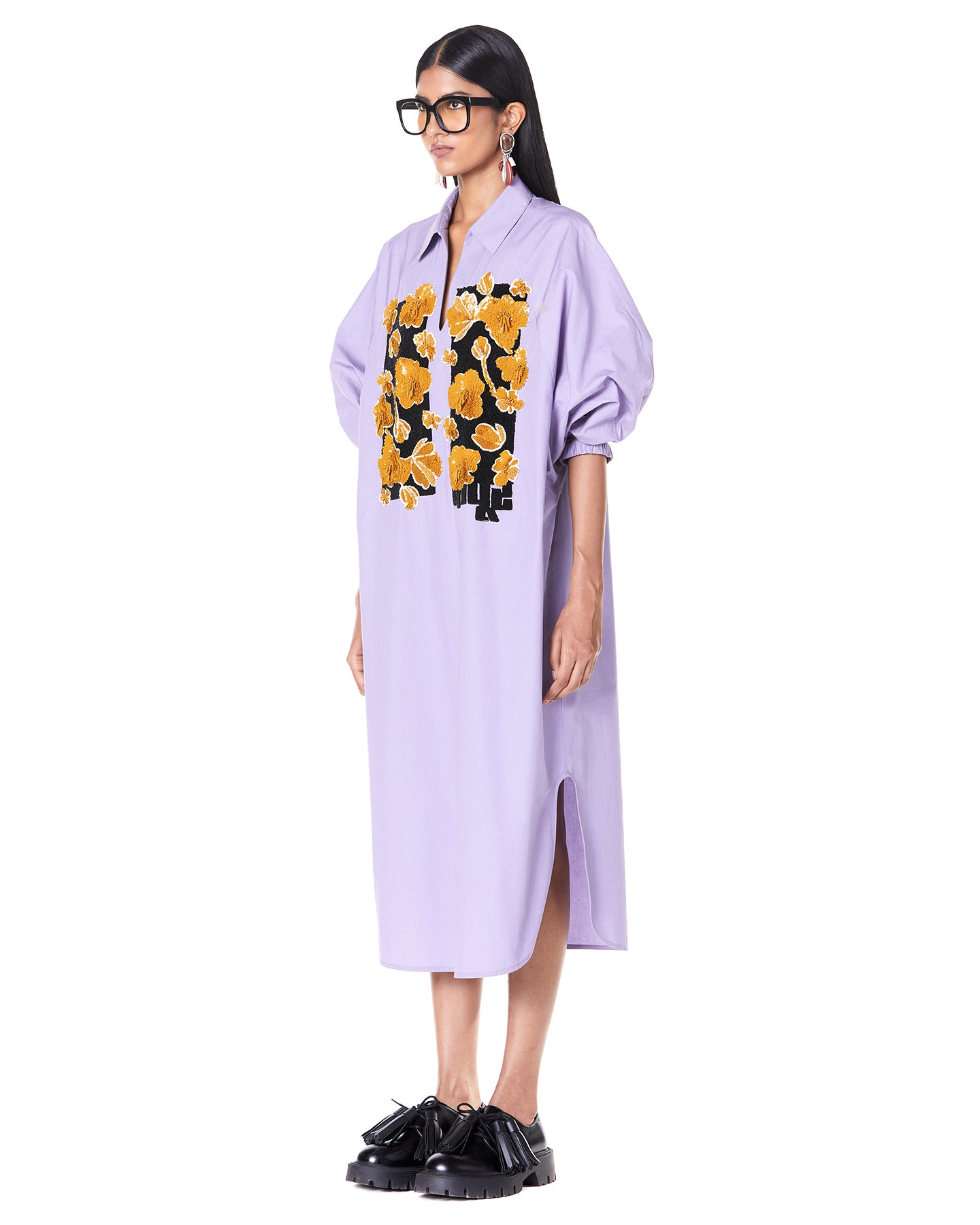 DOUBLE FRESCO BATWING SHIRT-DRESS
