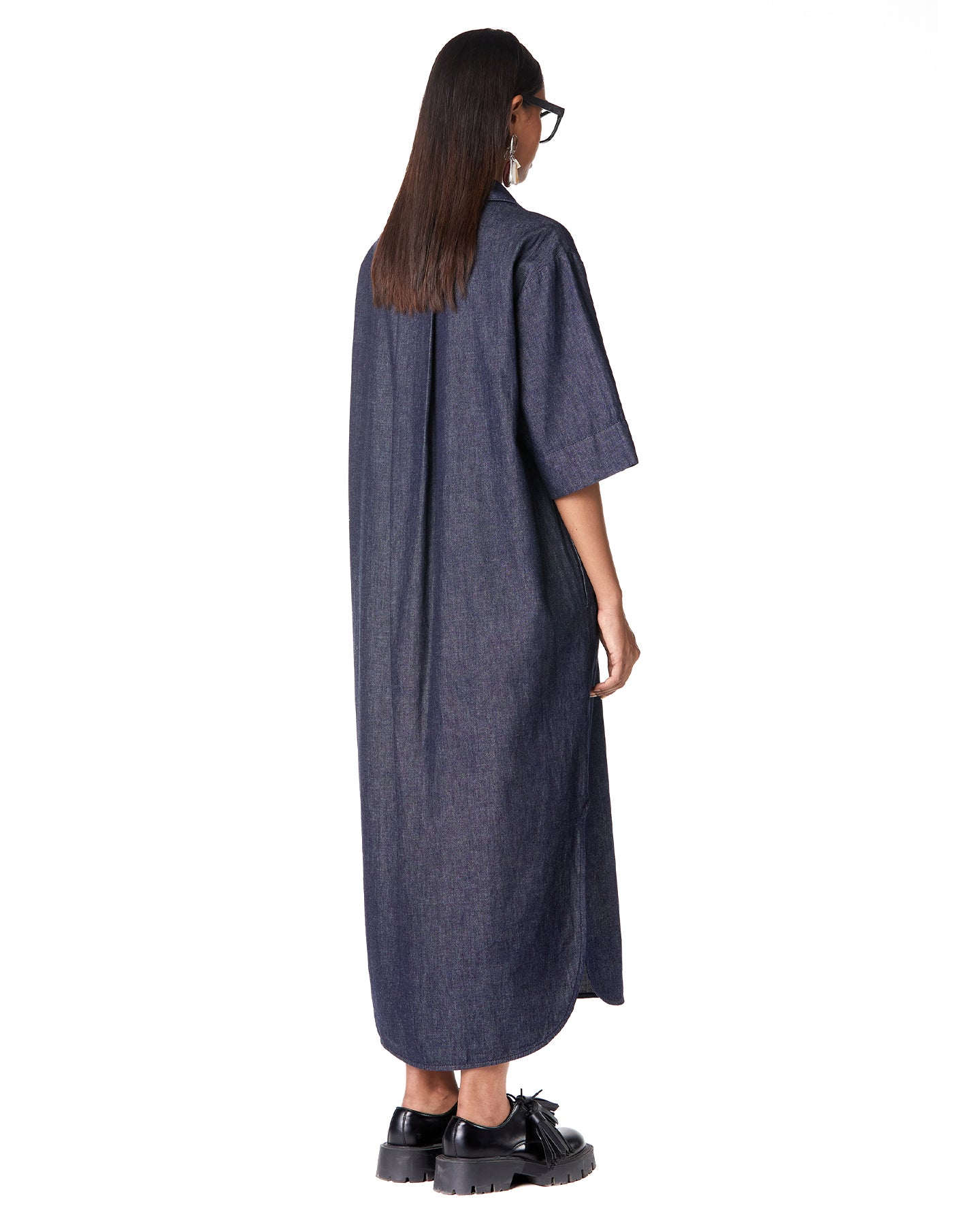 BOUQUET DENIM SHIRT-DRESS