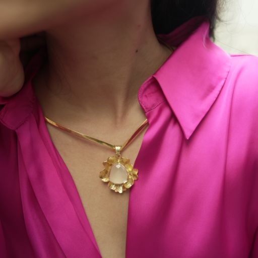 Golden Blossom  Pendant with Heart Shaped Hasli