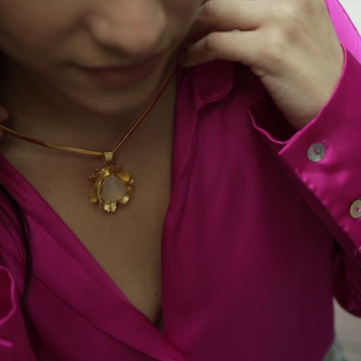 Golden Blossom  Pendant with Heart Shaped Hasli