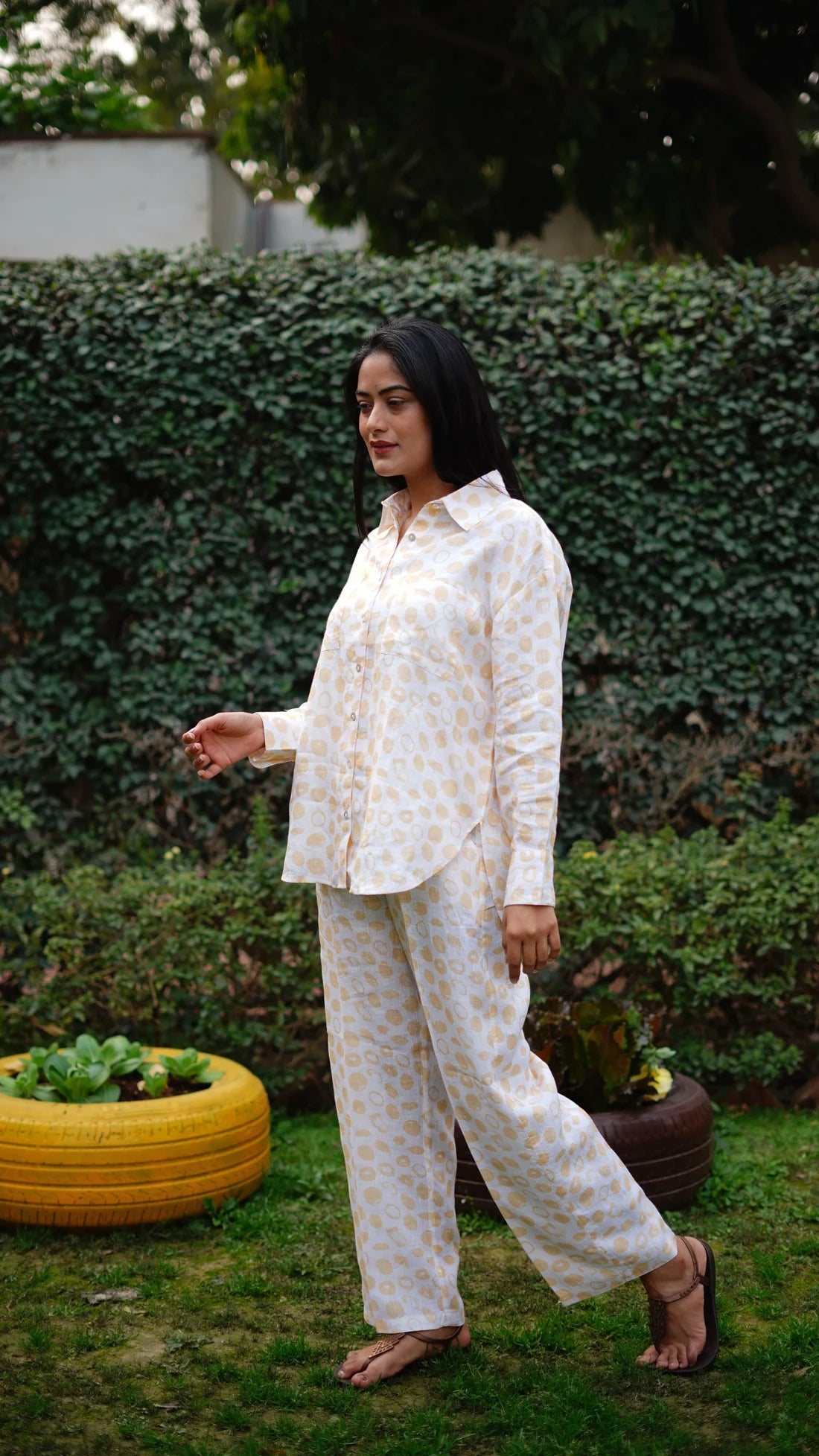 Yellow Dot Print Pants