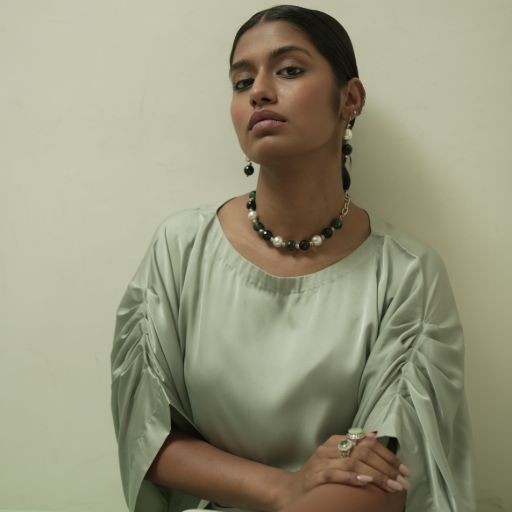 Forest Pearl Earrings  with Necklace