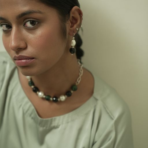 Forest Pearl Earrings  with Necklace