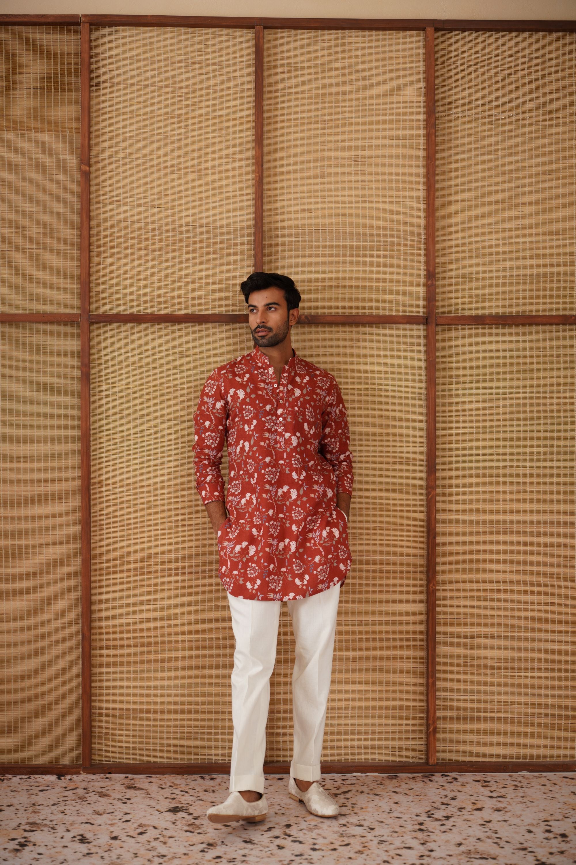 Bouquet of wildflowers printed short kurta set