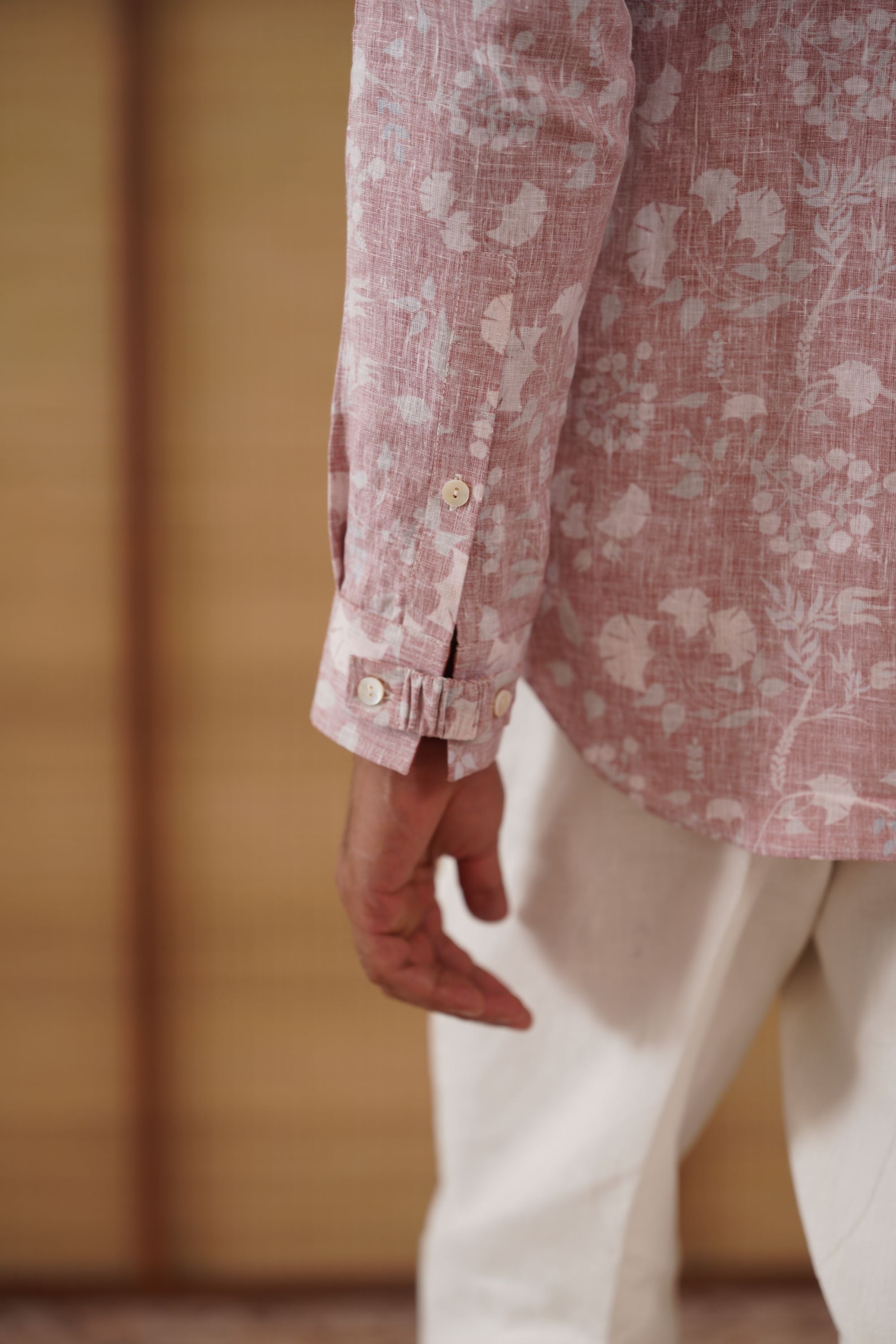 Bouquet of wildflowers printed linen shirt set