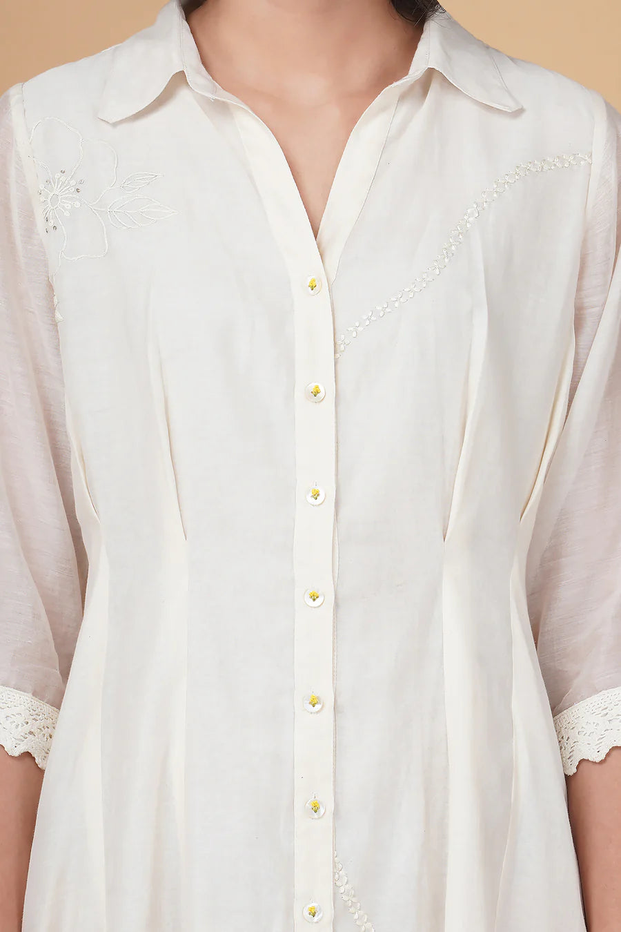 Azisai Embroidery With Cross Stitch Embroidery Cotton Chanderi Dress