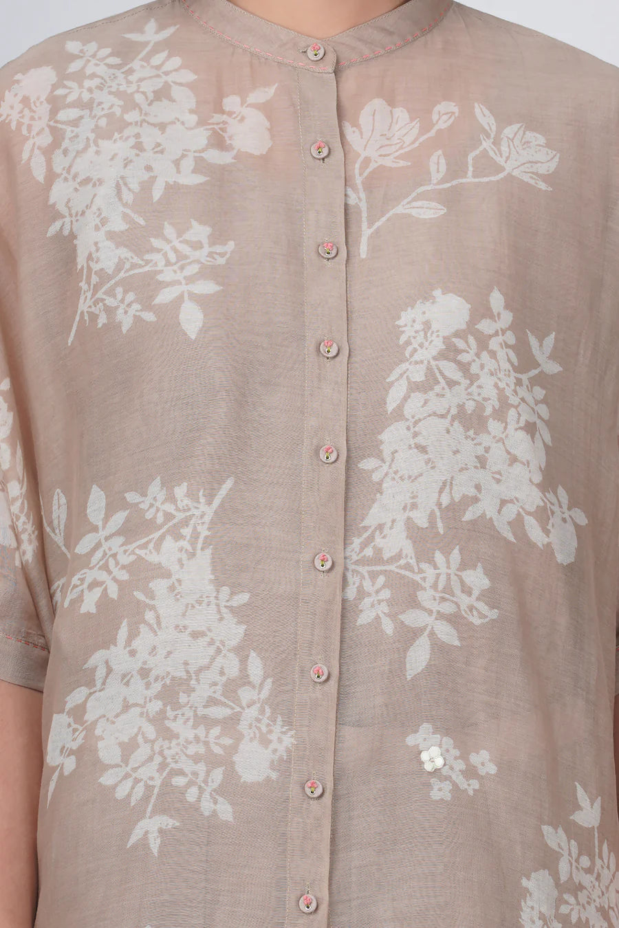 Yuri Print Cotton Chanderi Kaftan Top And Silk Chanderi Pant