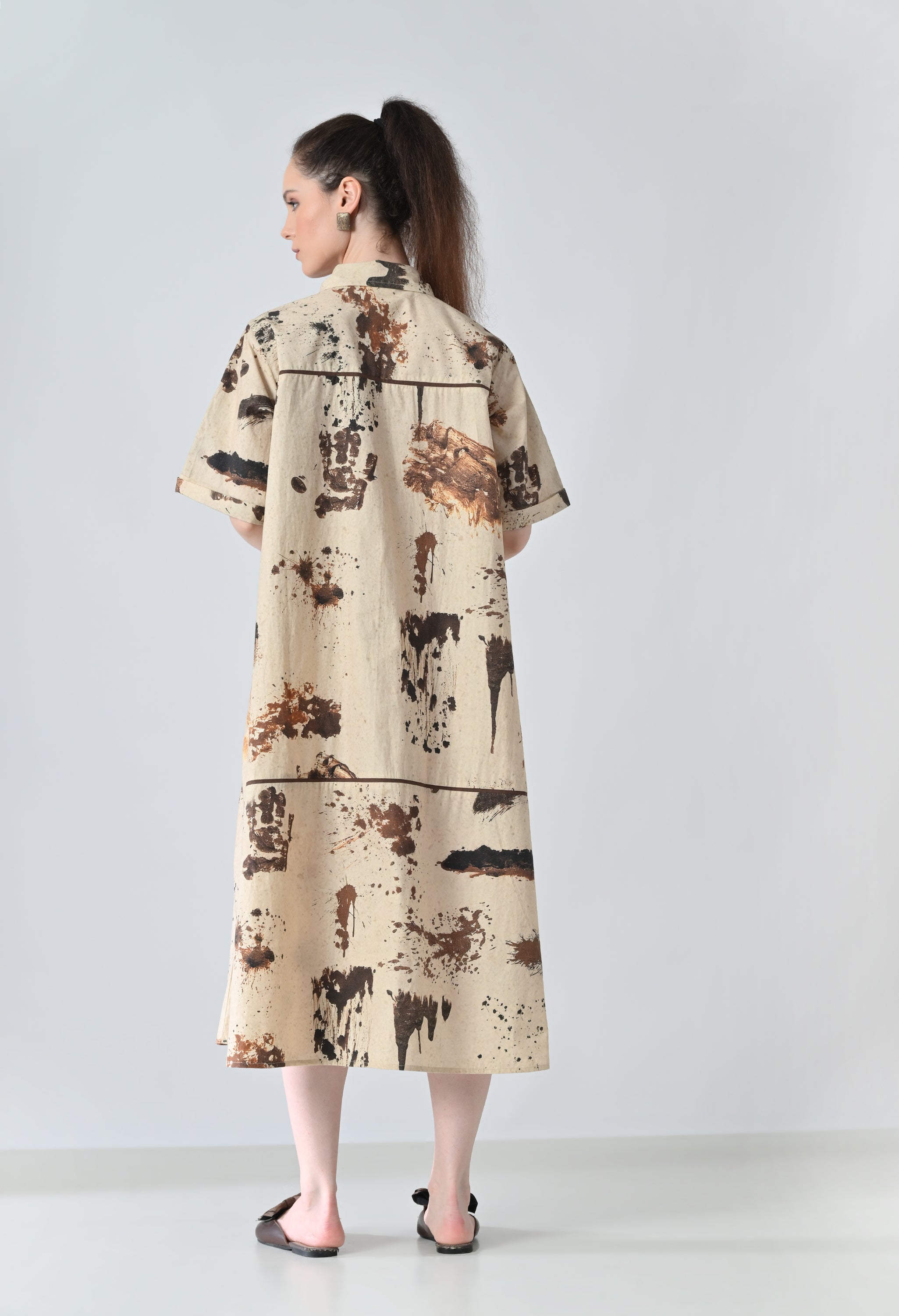 Earthscape Biege Printed Shirt Dress