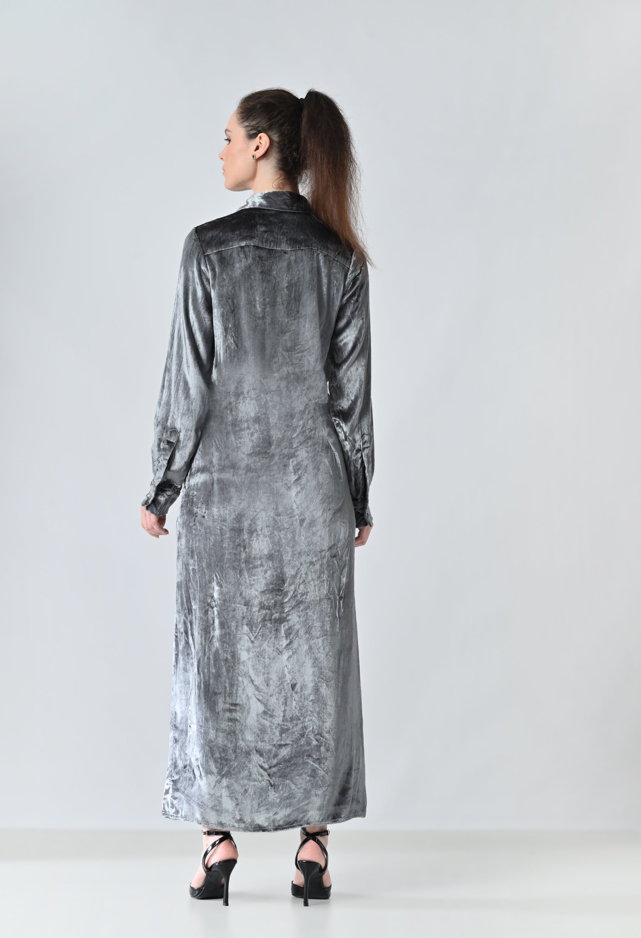 Mercury Grey Sheen Shirt Dress
