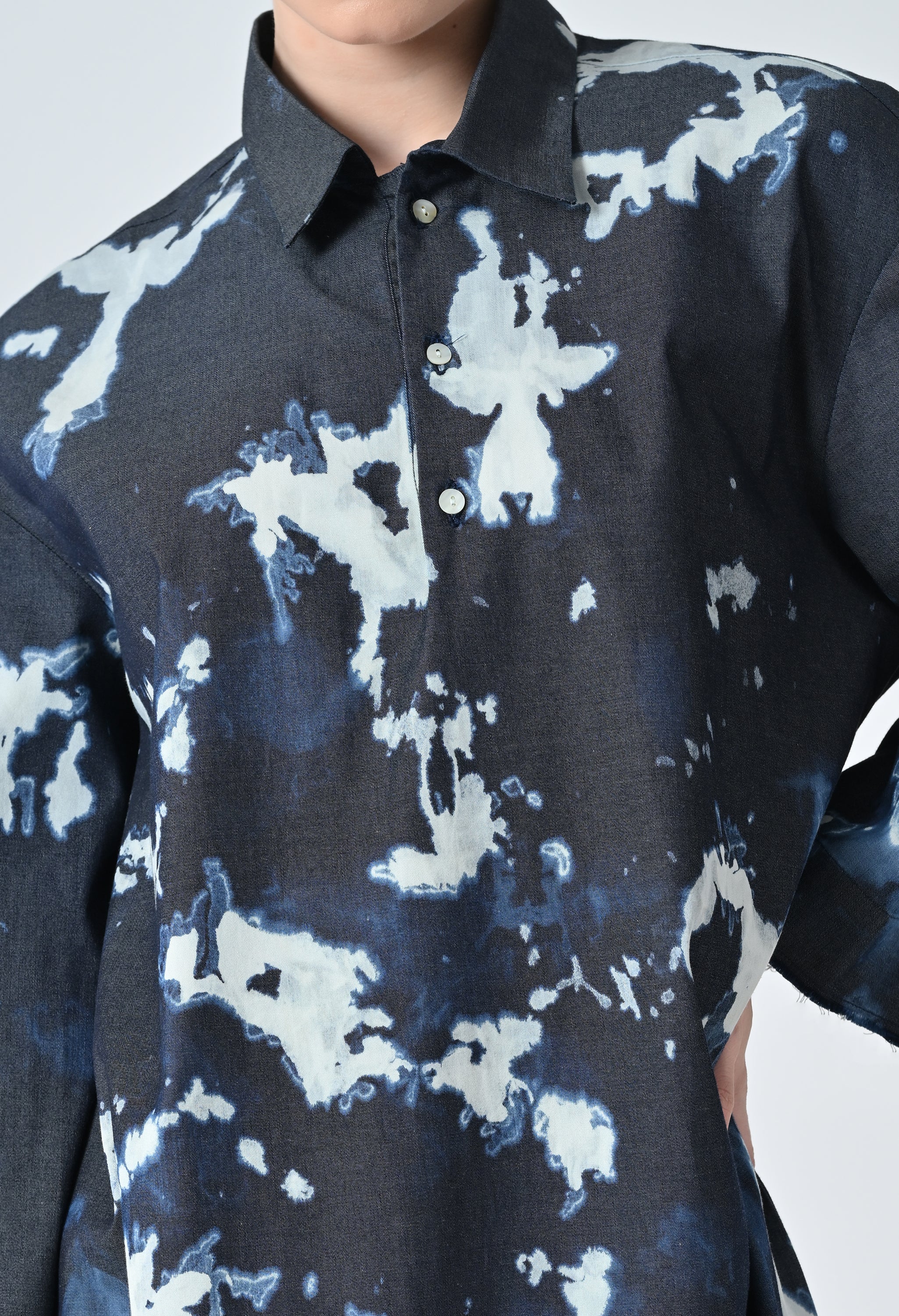 Midnight Blue Ink Abstract Printed Shirt Dress